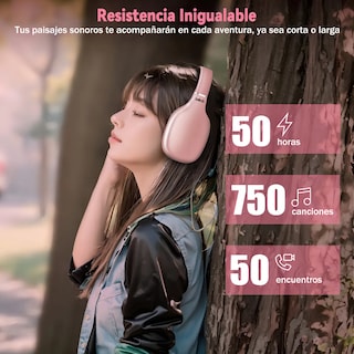 Foto 2 | Audífonos de Diadema Bluetooth Inalámbricos Rosas