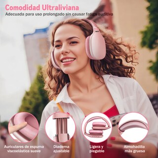Foto 3 | Audífonos de Diadema Bluetooth Inalámbricos Rosas