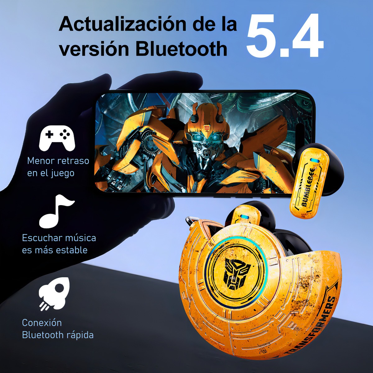 Foto 4 pulgar | Audifonos  Inálambricos Gamer Bluetooth 5.4 Transformers Bumblebee Tf-t31  Luces Led  Sonido Surround