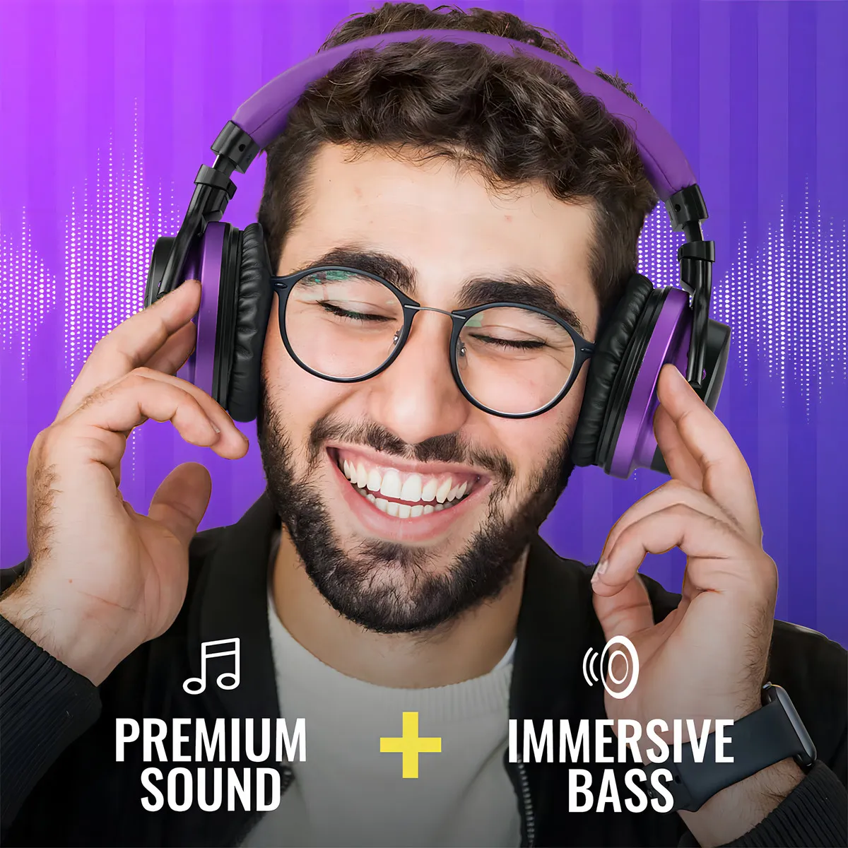 Foto 4 pulgar | Auriculares Inalámbricos Bluetooth Morado Con Negro