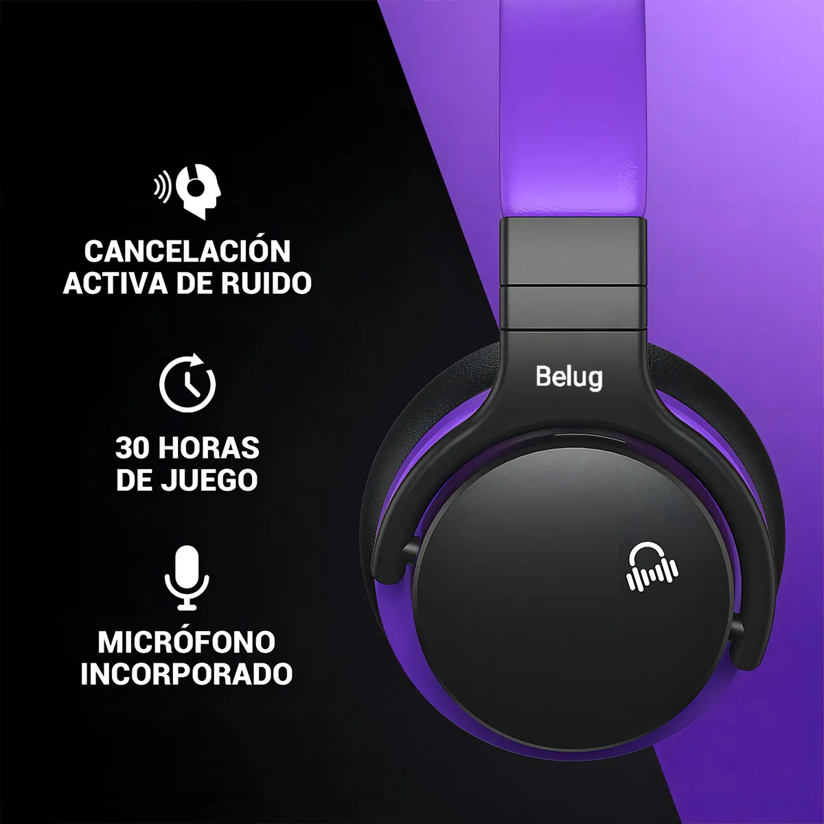 Foto 5 pulgar | Auriculares Inalámbricos Bluetooth Morado Con Negro