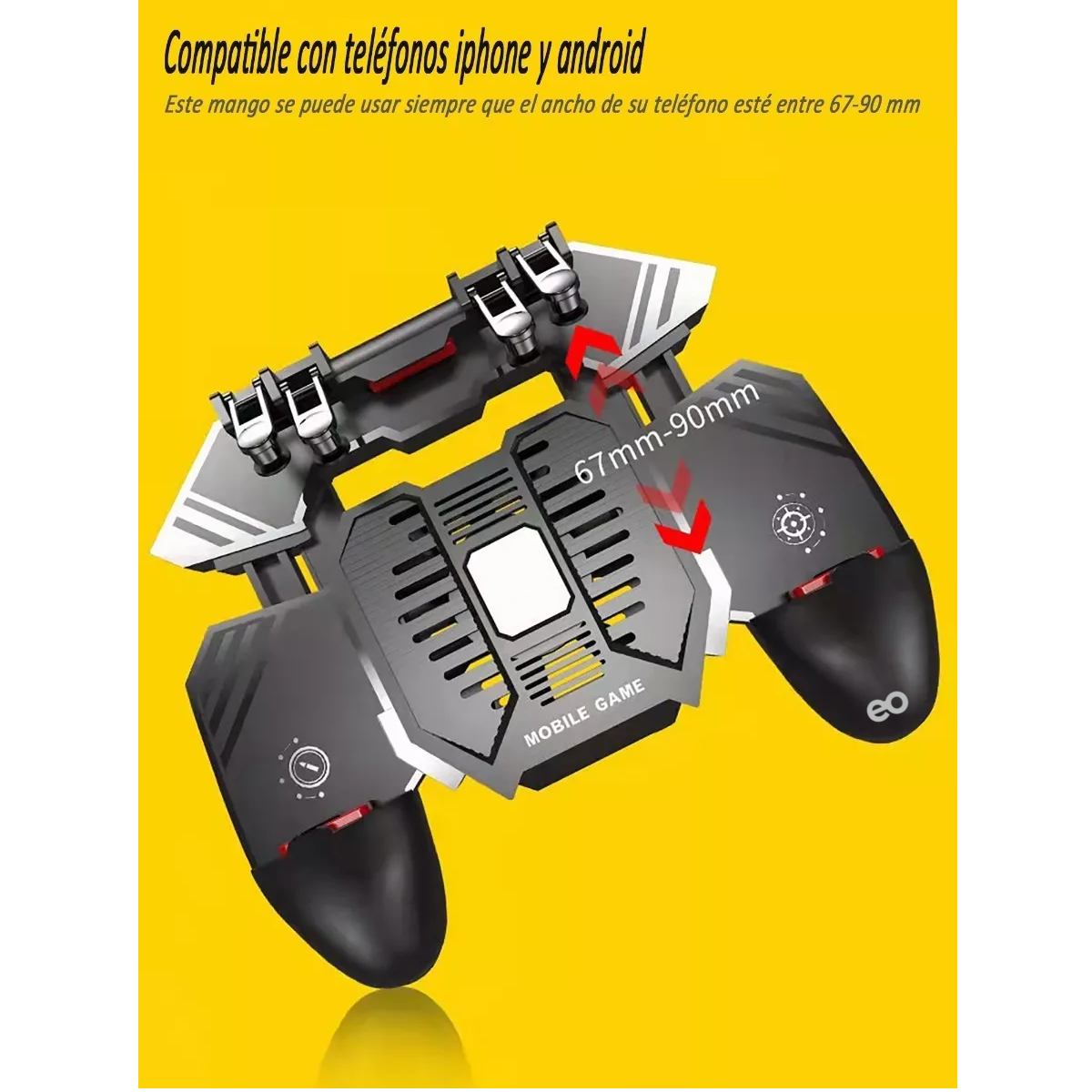 Foto 3 | Gamepad 4 Gatillos Ventilador Recargable Control Celular Eo Safe Imports Esi-3830-1 Negro