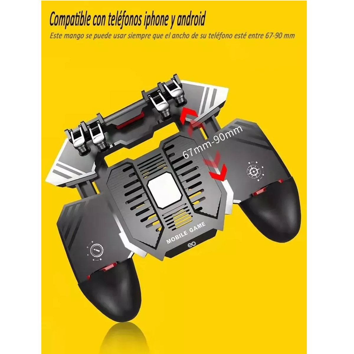 Foto 3 pulgar | Gamepad 4 Gatillos Ventilador Recargable Control Celular Eo Safe Imports Esi-14264-1 Negro