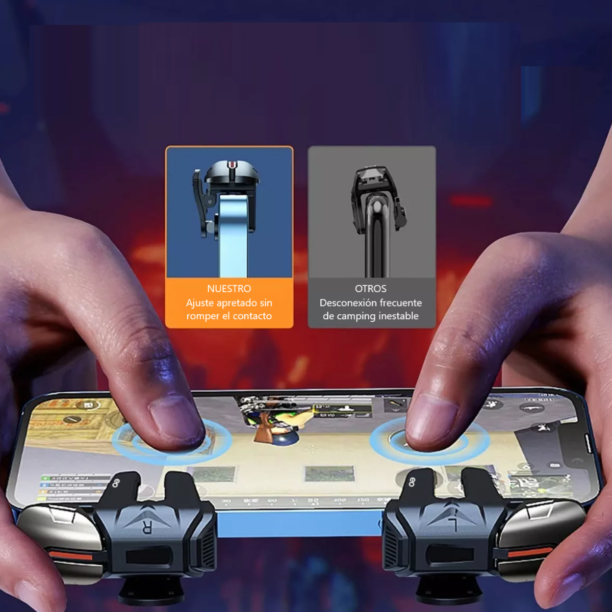 Foto 3 pulgar | Kit Gatillos Celular Con 4 Botones + Dedales Gamer Eo Safe Imports Esi-10017-1 Gris