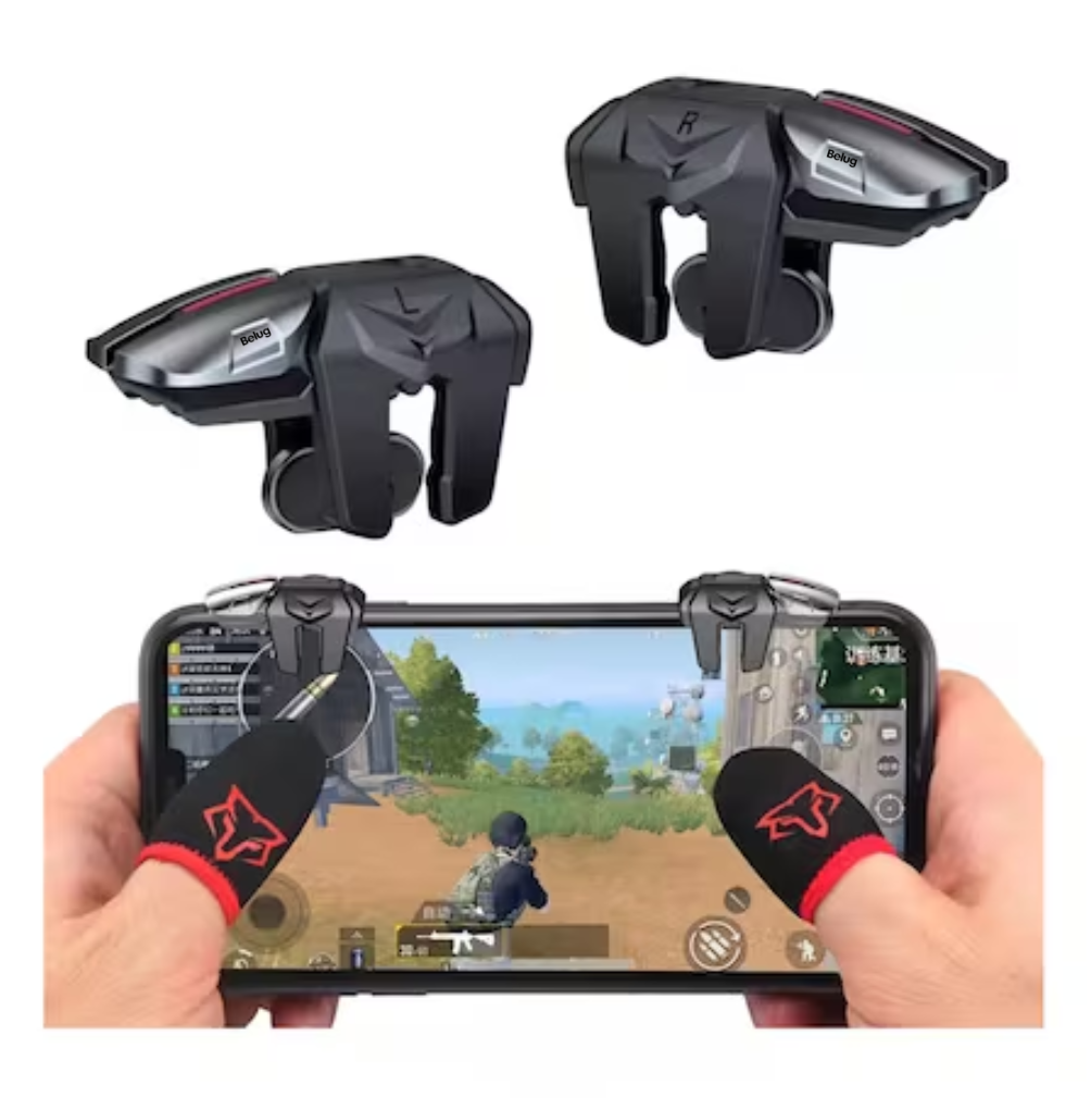 Foto 3 pulgar | Gatillos Celular Belug Con 4 Botones + Dedales Gamer Negro