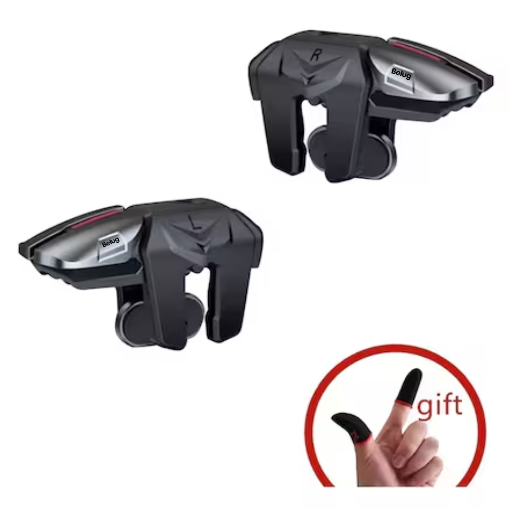 Foto 3 | Gatillos Celular Belug Con 4 Botones + Dedales Gamer Negro