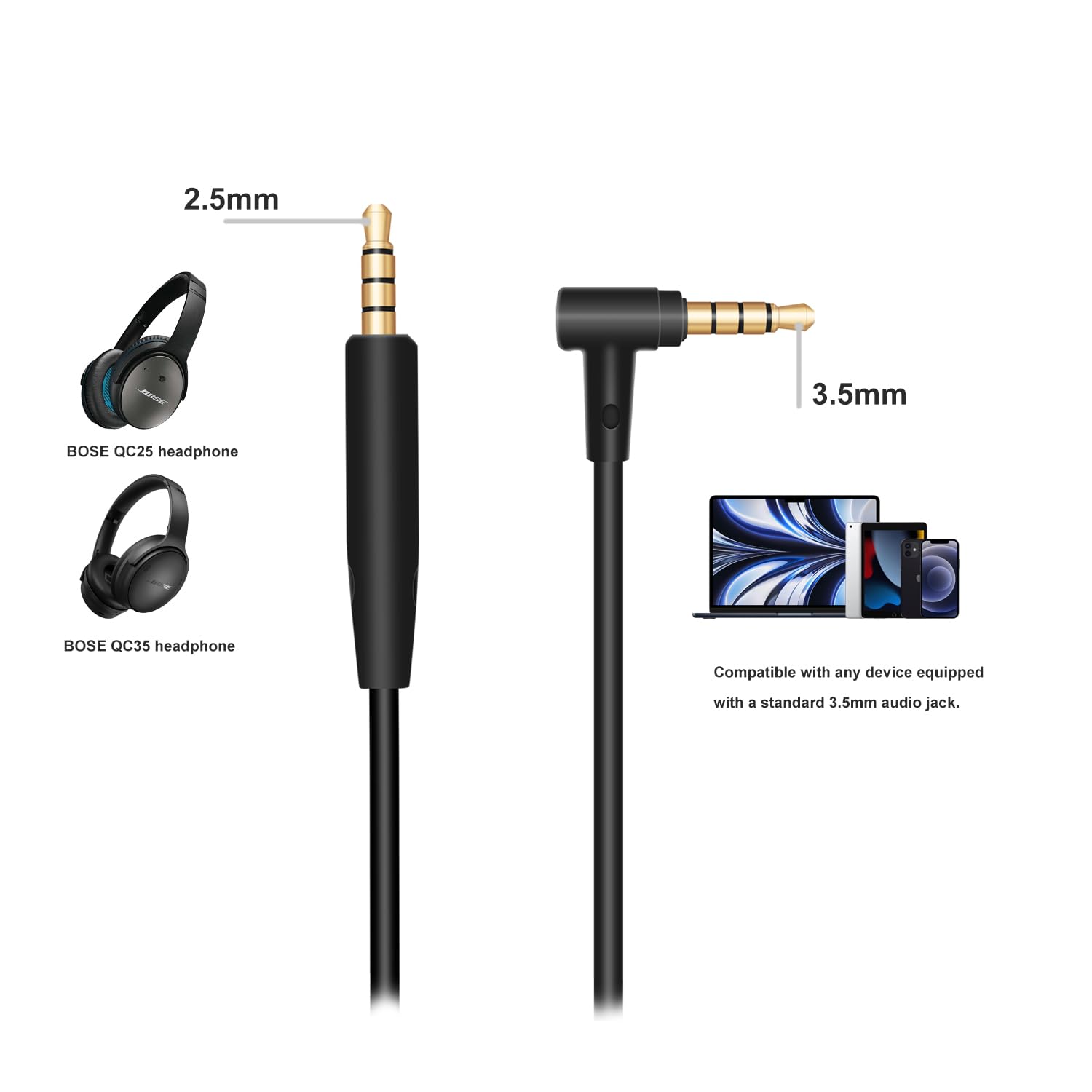 Foto 4 pulgar | Cable De Audio De Repuesto Para Auriculares Bose Qc25/35 - Venta Internacional.