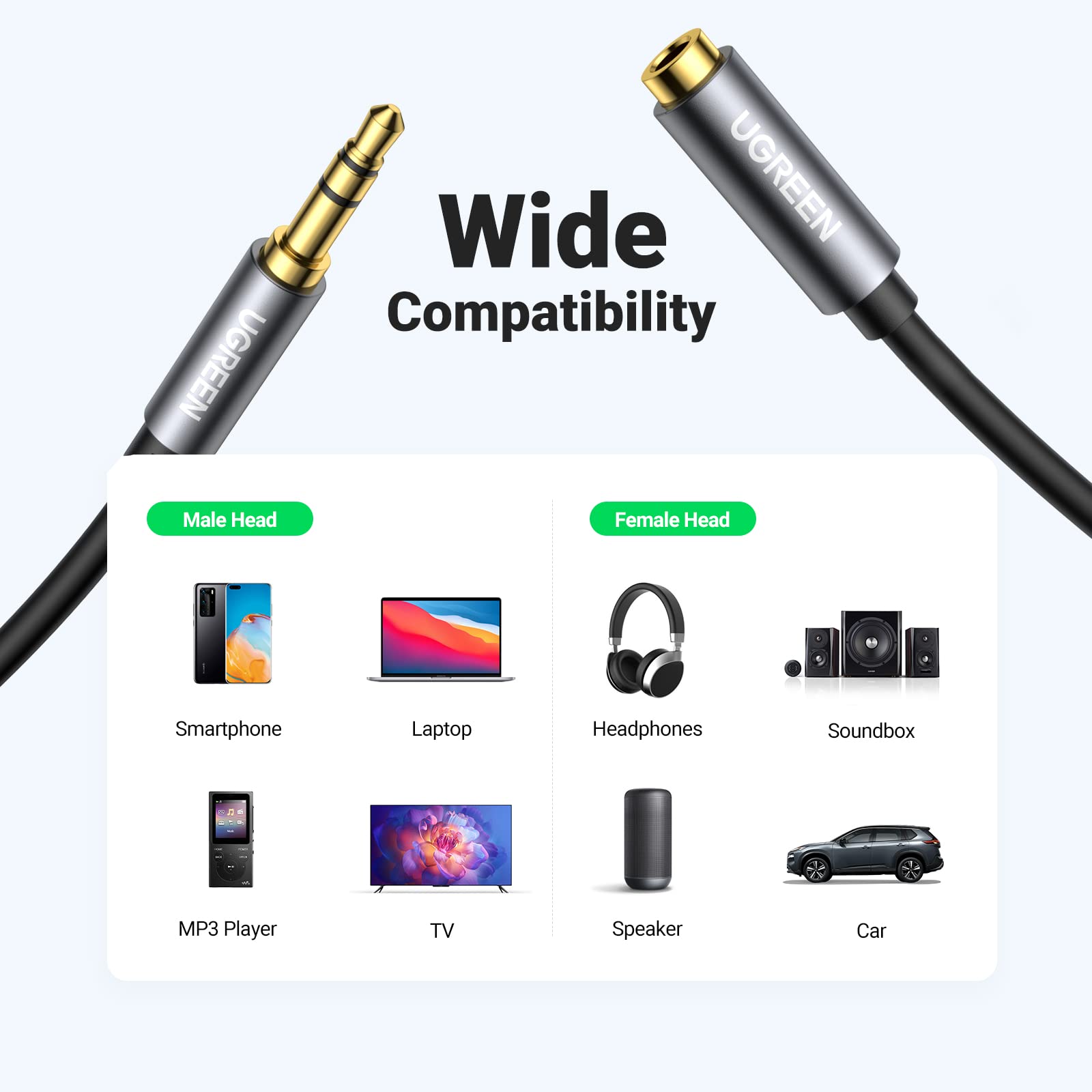 Foto 7 pulgar | Cable de Extensión para Auriculares Ugreen de 3.5 mm Macho a Hembra 5 m - Venta Internacional
