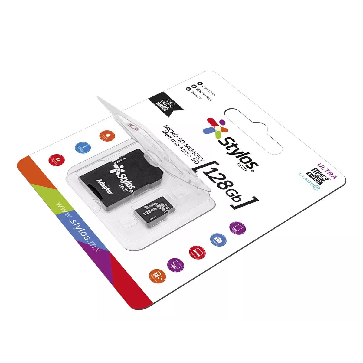 Tarjeta De Memoria Microsd Para Celular O Computadora 128gb Stylos Incluye Adaptador