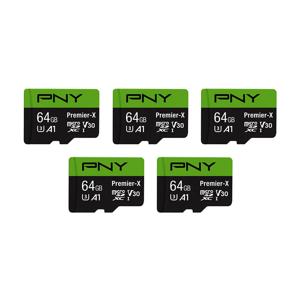 Tarjeta De Memoria Pny Premier-x Microsdxc De 64 Gb, Clase 10 U3 V30, Paquete De 5 - Venta Internacional.