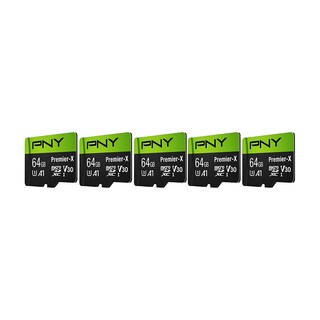 Foto 2 | Tarjeta De Memoria Pny Premier-x Microsdxc De 64 Gb, Clase 10 U3 V30, Paquete De 5 - Venta Internacional.