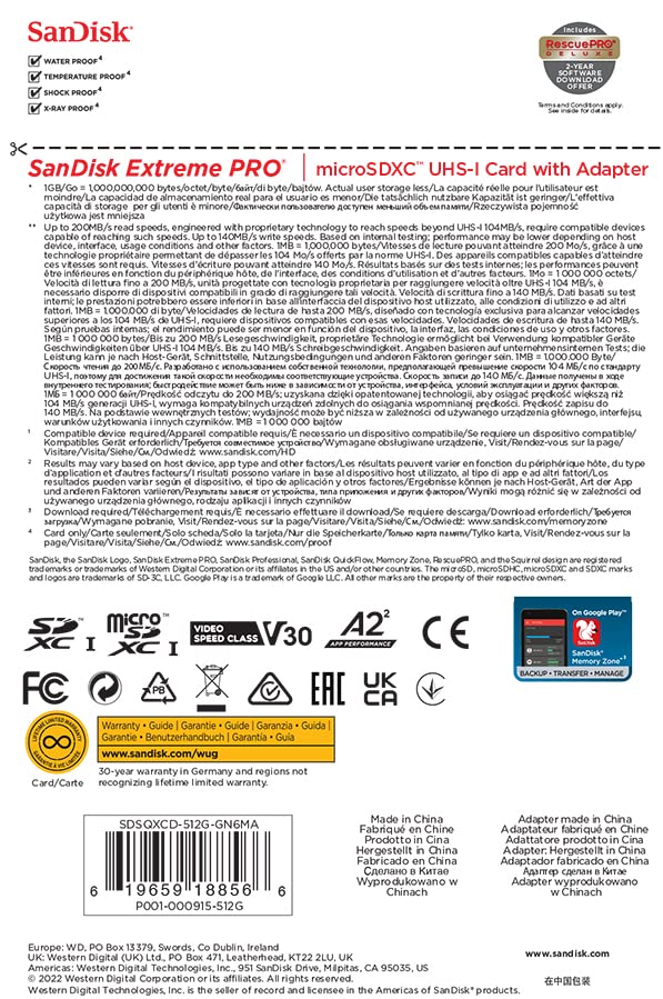 Foto 5 | Tarjeta de Memoria Sandisk Extreme Pro Microsdxc 512 GB - Venta Internacional