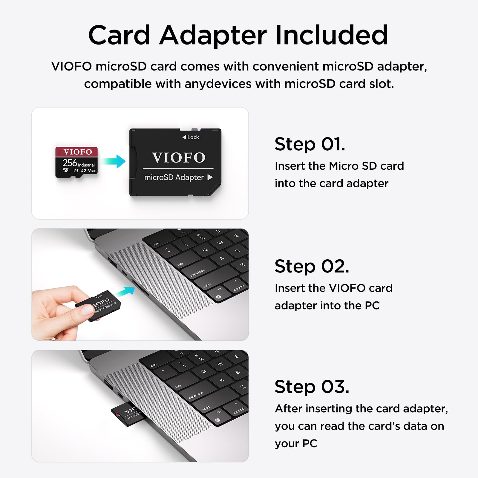 Foto 3 | Tarjeta Microsd Viofo 256gb De Grado Industrial U3 A2 V30 Con Adaptador - Venta Internacional.