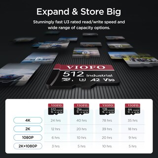 Foto 5 | Tarjeta Microsd Viofo 256gb De Grado Industrial U3 A2 V30 Con Adaptador - Venta Internacional.