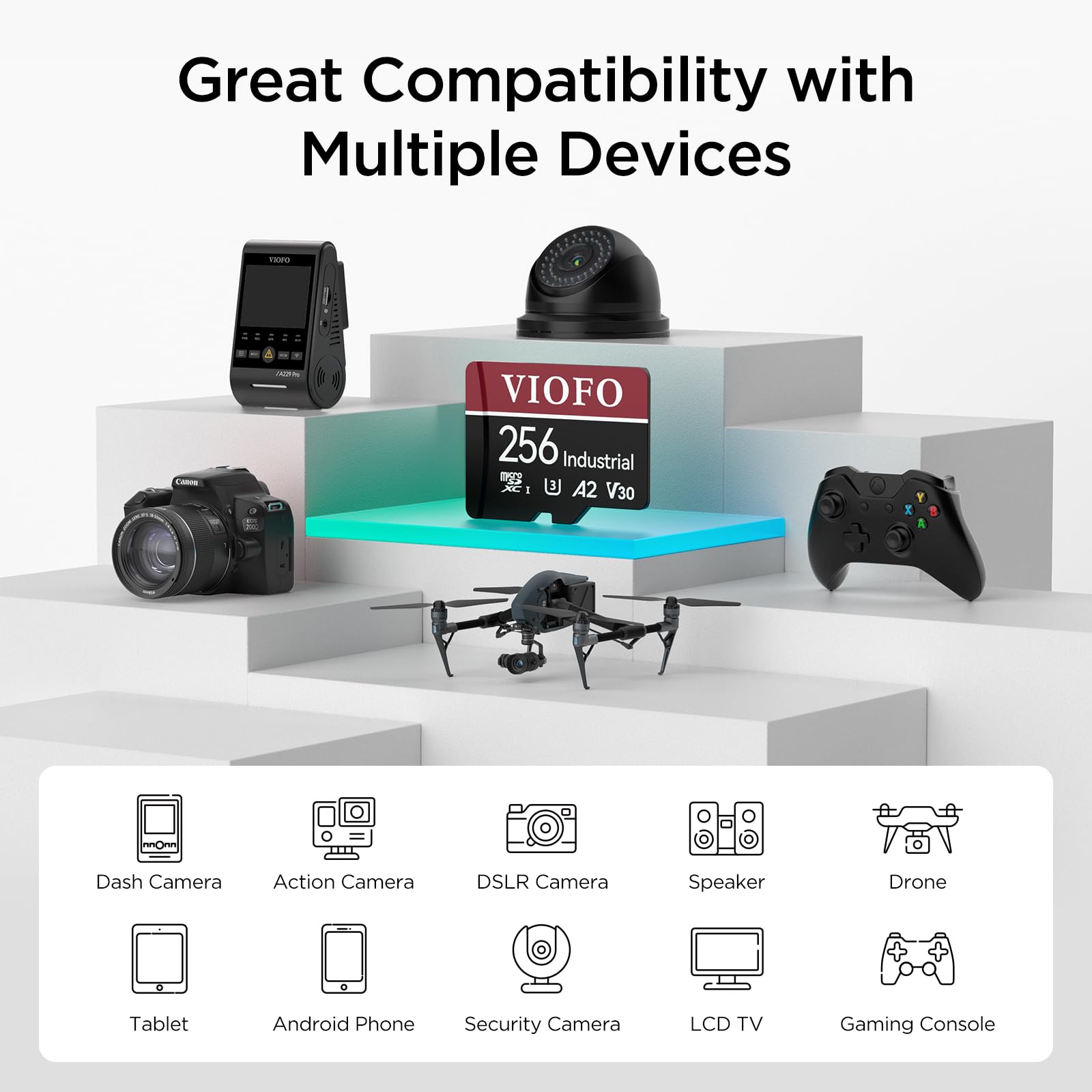 Foto 6 | Tarjeta Microsd Viofo 256gb De Grado Industrial U3 A2 V30 Con Adaptador - Venta Internacional.