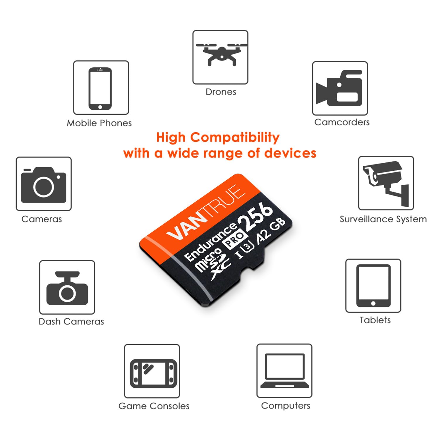 Foto 5 pulgar | Tarjeta Sd Vantrue Microsdxc Uhs-i U3 4k Uhd De 256 Gb Con Adaptador - Venta Internacional.