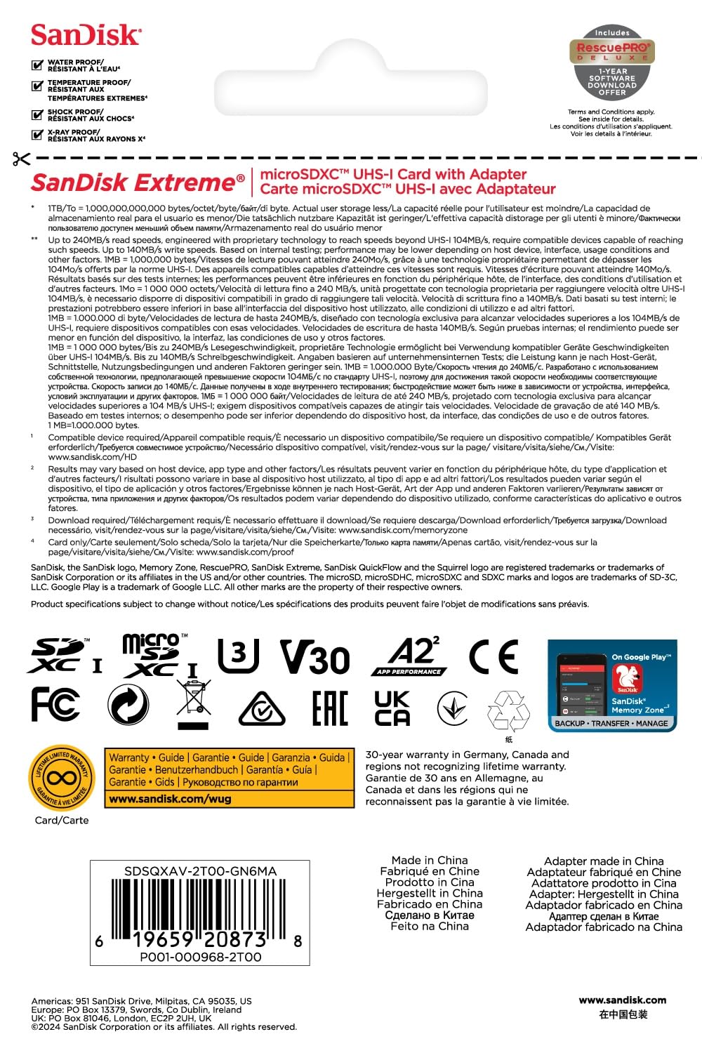 Foto 7 pulgar | Tarjeta De Memoria Sandisk Extreme Microsdxc 2tb Uhs-i Con Adaptador - Venta Internacional.
