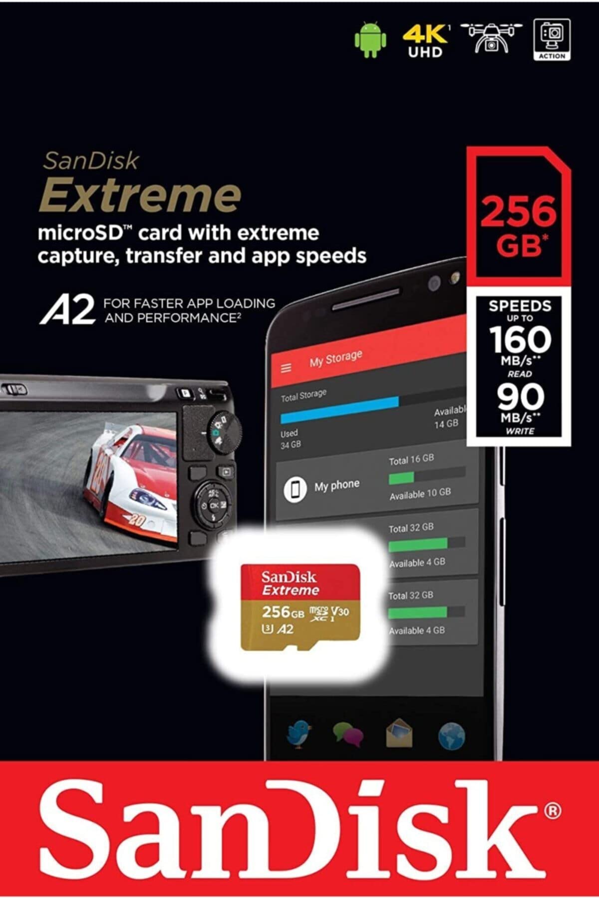 Foto 4 pulgar | Tarjeta de Memoria Sandisk Extreme Microsdxc 256gb Uhs-i C10 U3 V30 - Venta Internacional