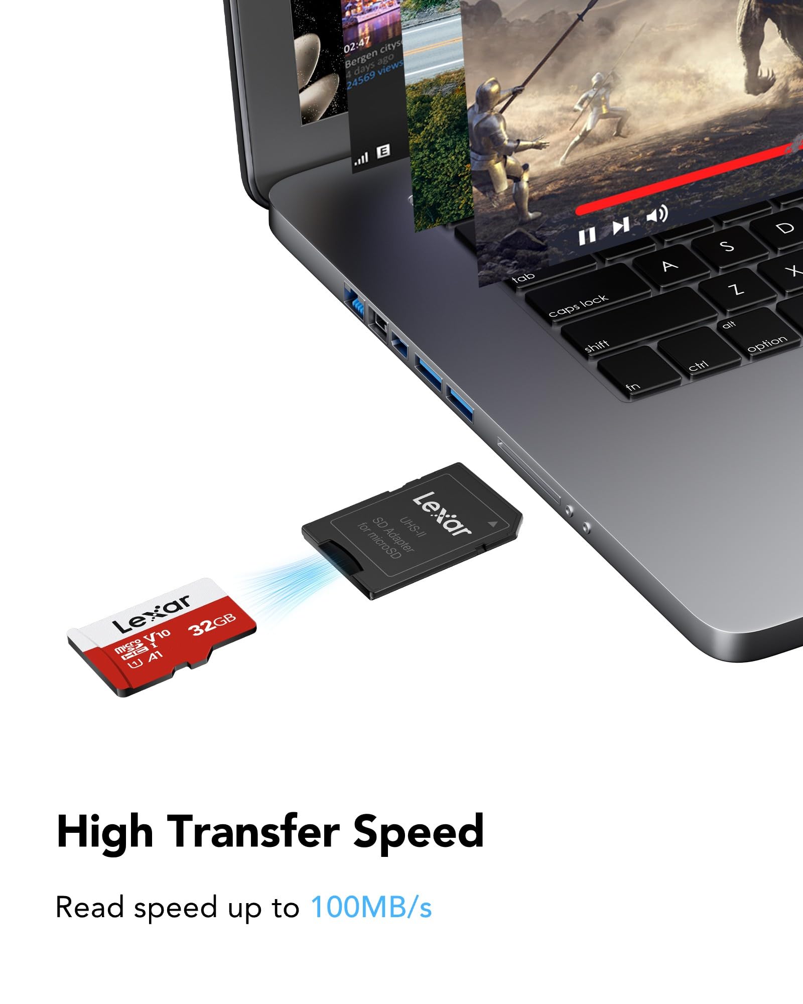 Foto 2 | Tarjeta Micro Sd Lexar De 32 Gb, Paquete De 3 Con Adaptador De Hasta 100 Mb/s - Venta Internacional.