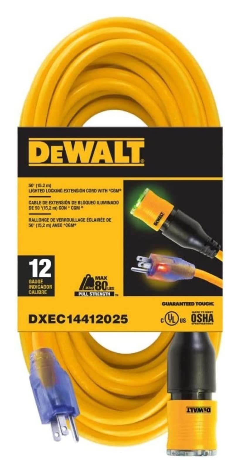 Foto 2 pulgar | Cable De Extensión Dewalt Dxec14412025, 25 Pies, 12/3, Sjtw, Iluminado - Venta Internacional.