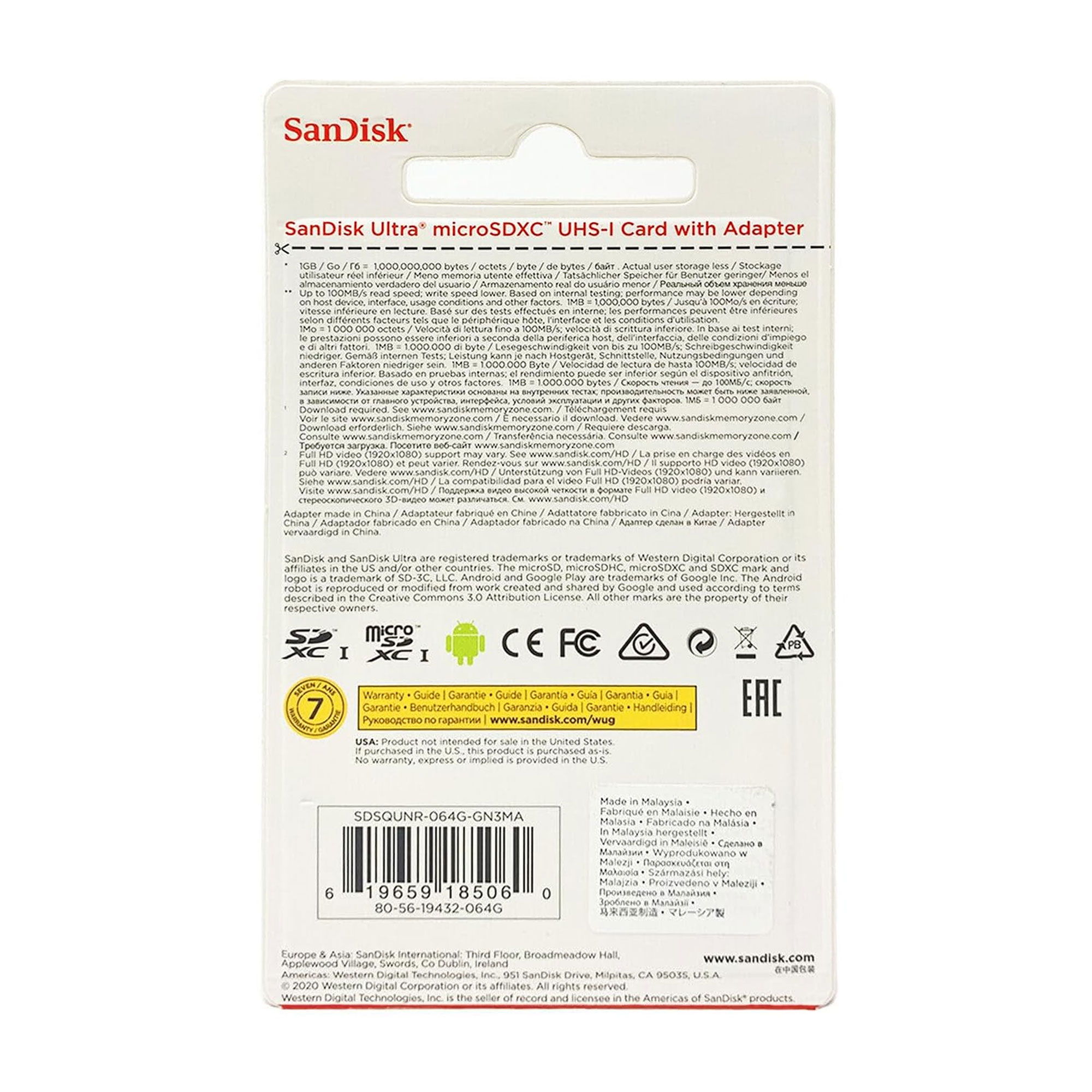 Foto 4 pulgar | Tarjeta de Memoria Sandisk Ultra 64gb Microsdxc Class 10 Con Adaptador - Venta Internacional