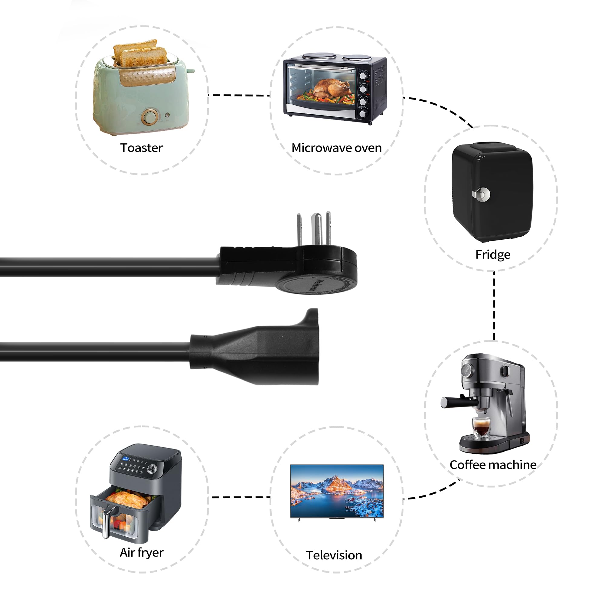 Foto 5 | Cable de Extensión Nekteck con Enchufe Plano Giratorio de 360° 30 cm 14 AWG - Venta Internacional