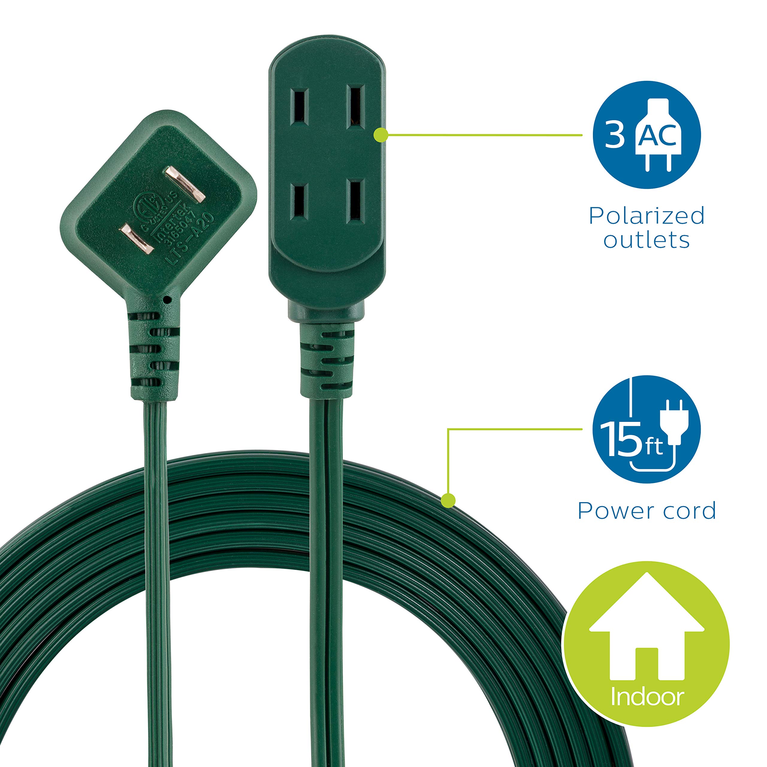 Foto 3 pulgar | Cable De Extensión Philips Sps1032ge/27 De 15 Pies Con 3 Salidas, Verde - Venta Internacional.