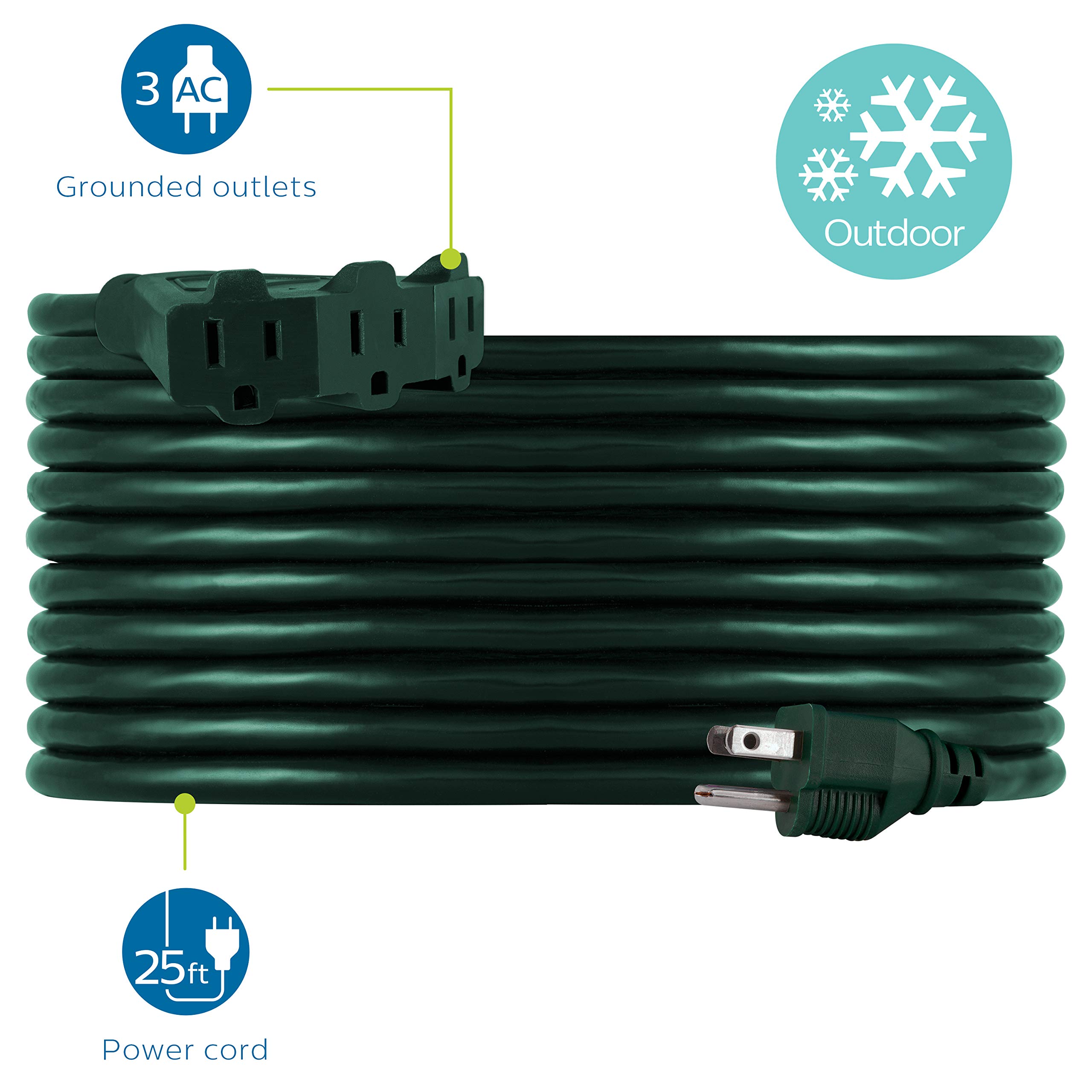 Foto 2 | Cable De Extensión Para Exteriores Philips Sps1037gf/27 De 25 Pies Con 3 Salidas - Venta Internacional.