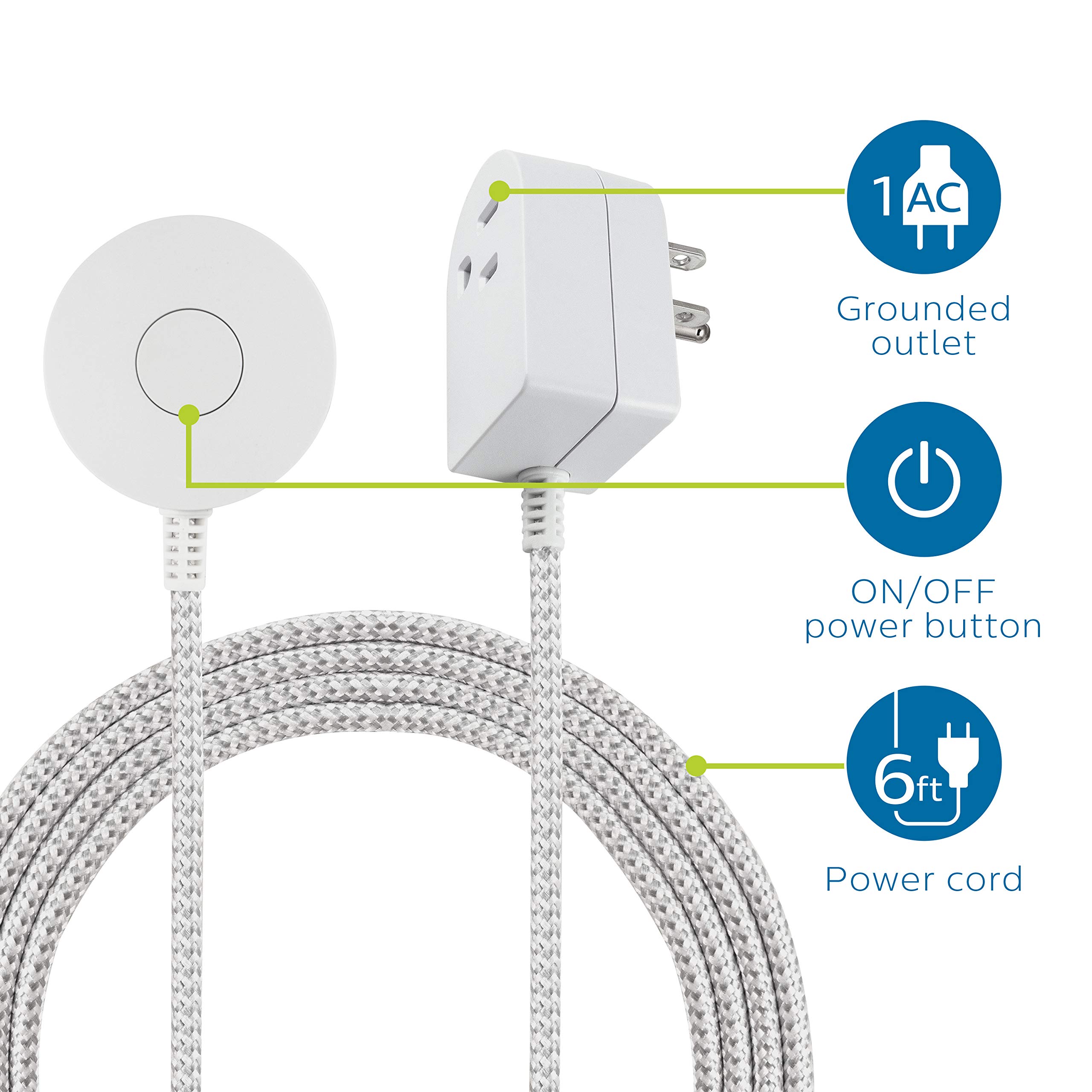 Foto 3 pulgar | Cable de Alimentación Philips Sps1611wa/37 De 6 Pies Con Interruptor De Encendido/apagado Blanco - Venta Internacional