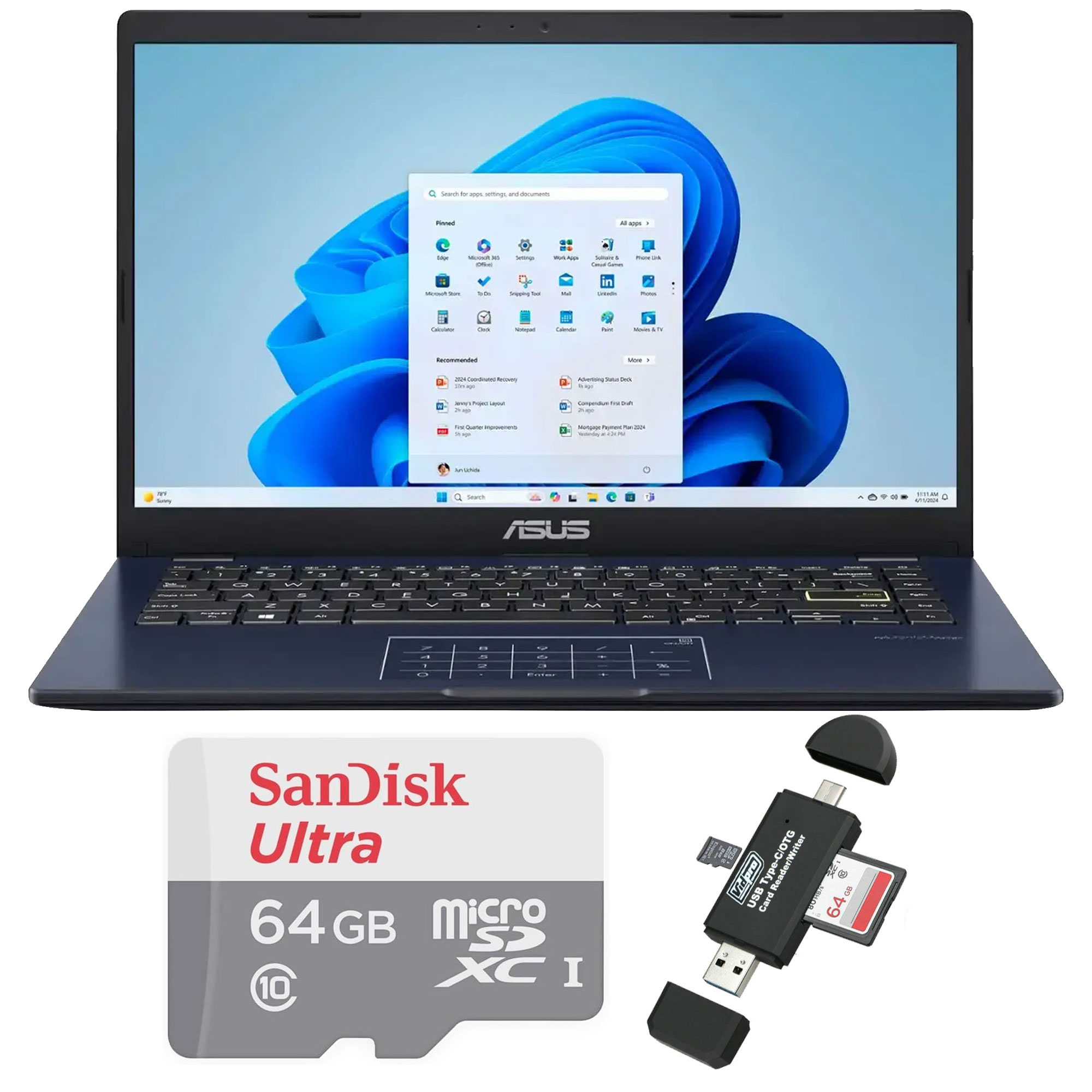 Laptop Asus 14" Intel Pentium N6000 4 GB RAM 64 GB SSD con MicroSD 64 GB - Venta Internacional
