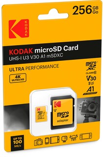 Foto 2 | Tarjeta Microsdxc Kodak 256gb Uhs-i U3 V30 A1 Con Adaptador - Venta Internacional.