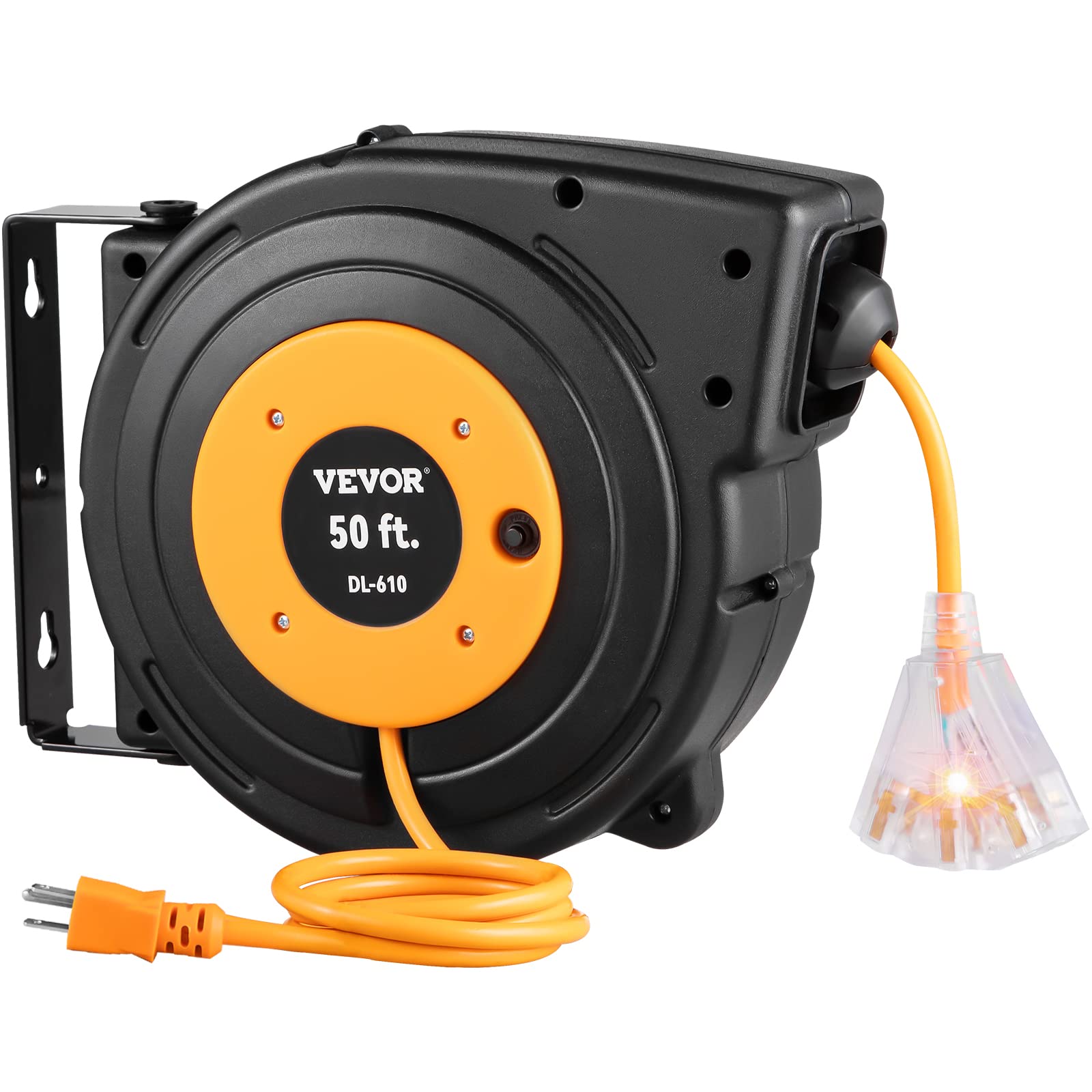 Carrete De Cable De Extensión Retráctil Vevor De 50 Pies Con Triple Salida - Venta Internacional.