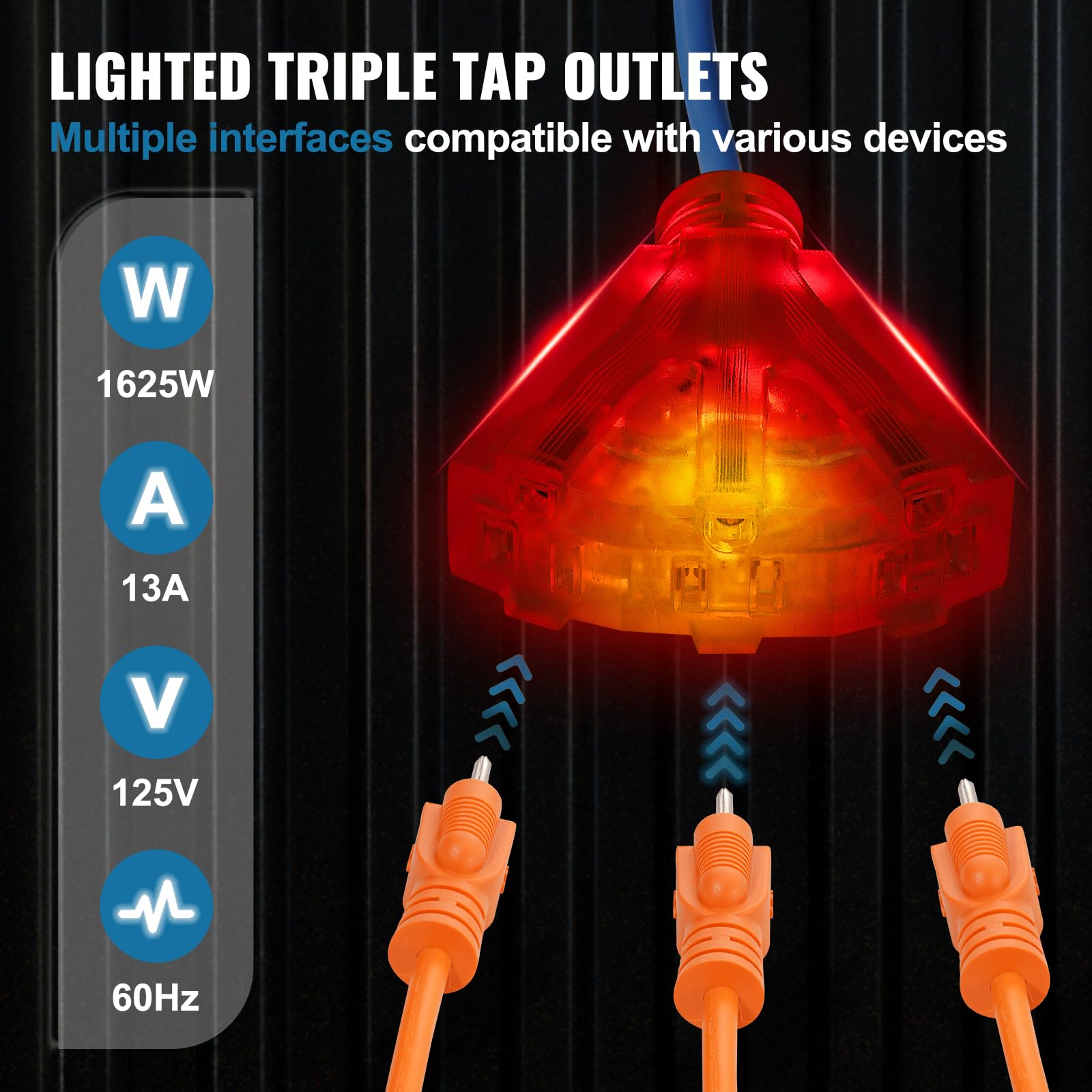 Foto 4 pulgar | Carrete De Cable De Extensión Retráctil Vevor De 50 Pies Con Toma De Corriente Iluminada - Venta Internacional.