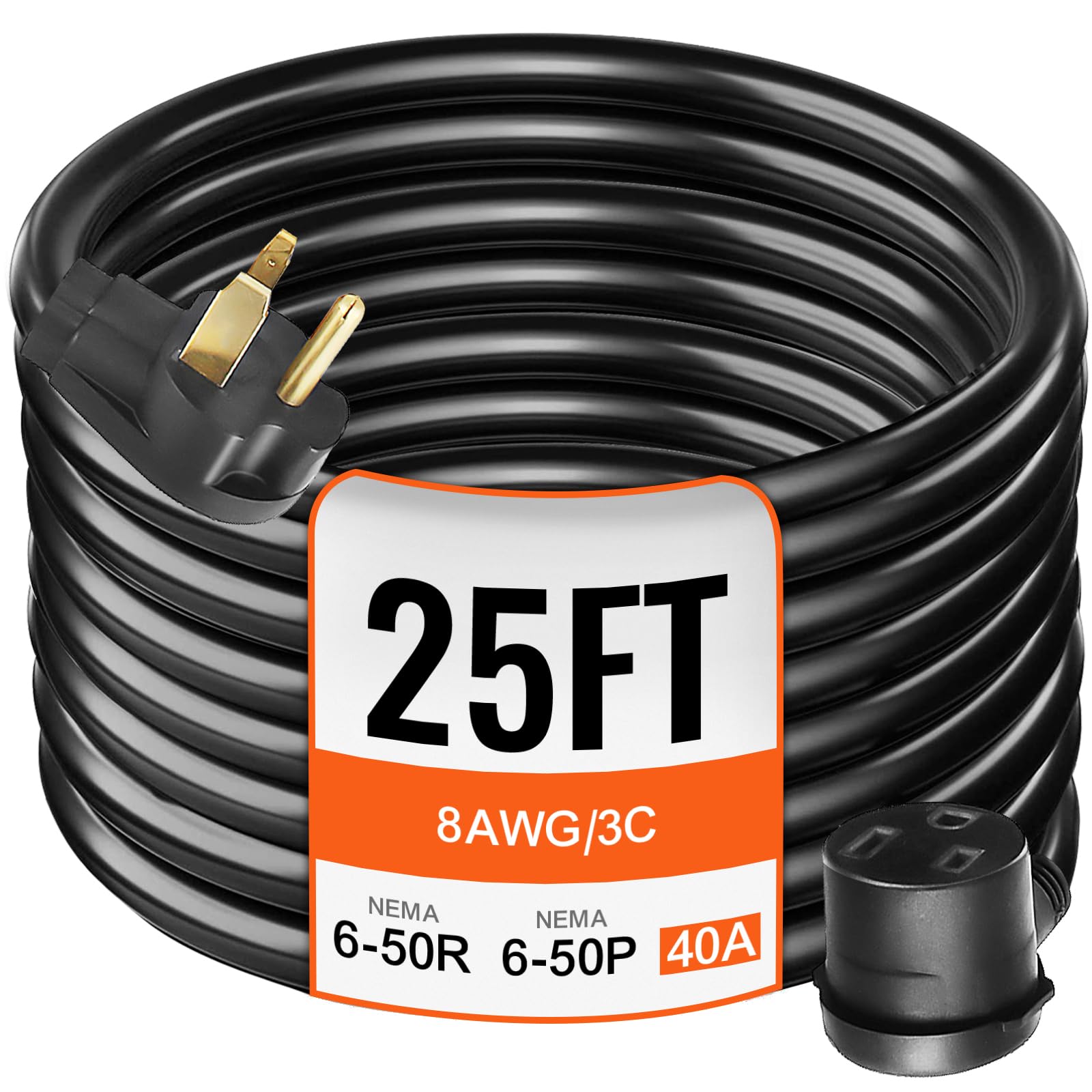 Foto 2 pulgar | Cable De Extensión Para Soldador Vevor 40 A 250 V, Calibre 8, 25 Pies - Venta Internacional.