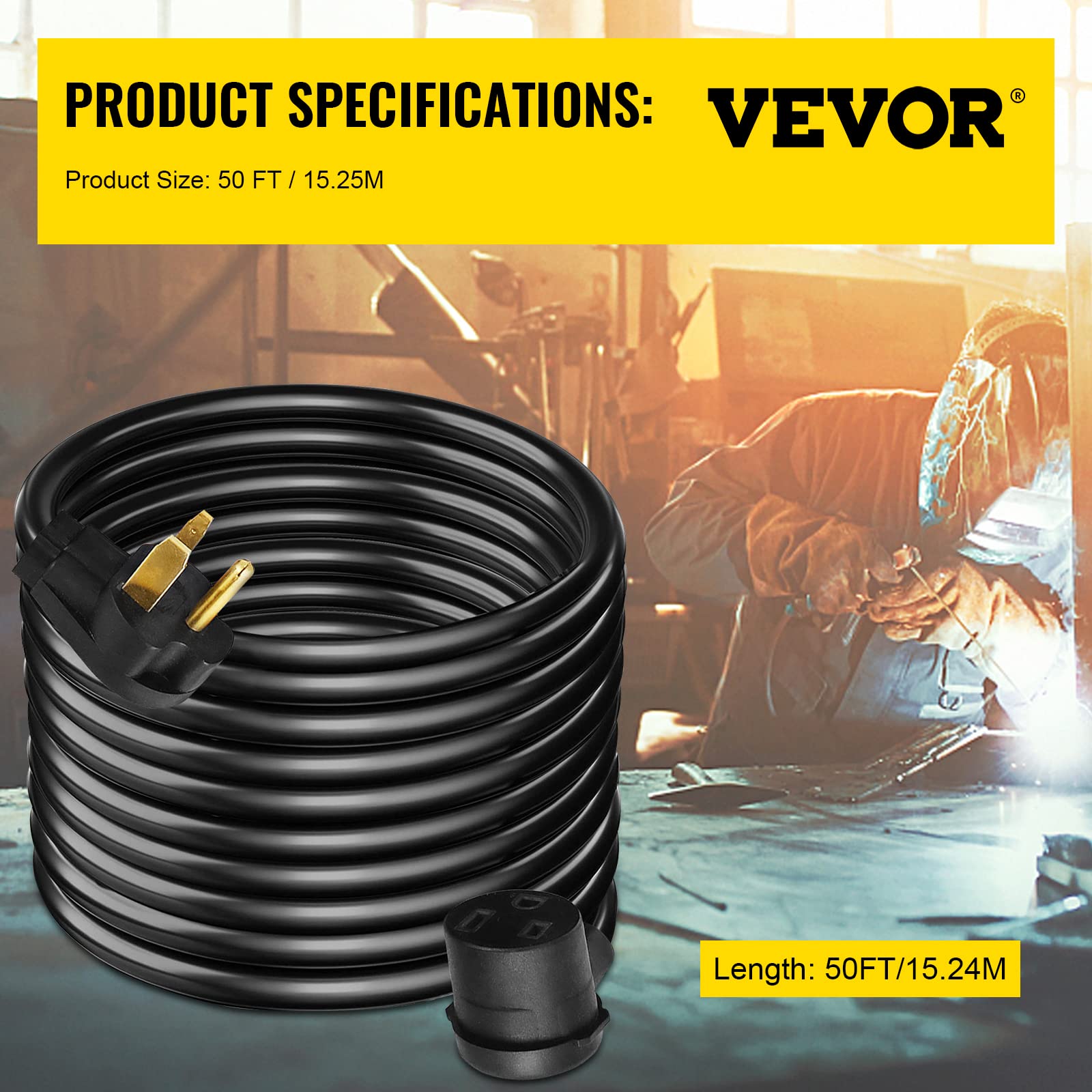 Foto 7 | Cable De Extensión Para Soldador Vevor 40a, 15 M, 250 V Con Conector Nema 6-50 - Venta Internacional.