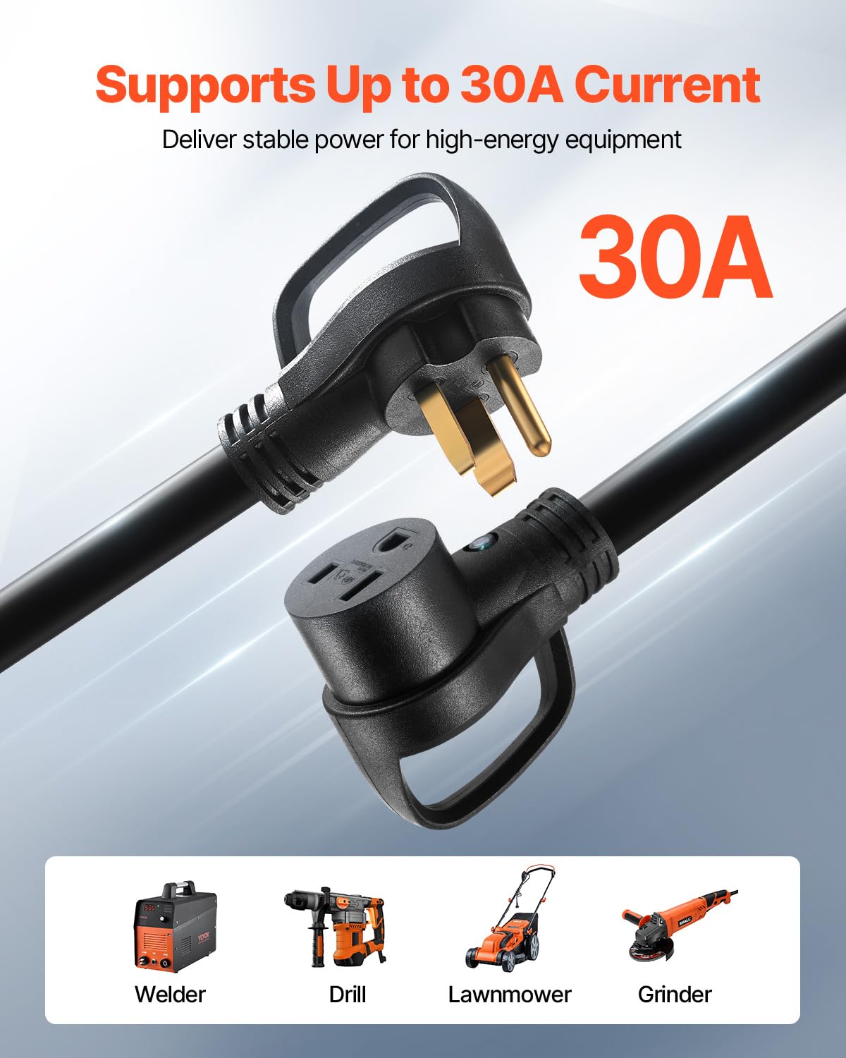 Foto 3 pulgar | Cable De Extensión Para Generador Vevor, 30 Amperios, 250 V, 7500 W, 15 M - Venta Internacional.