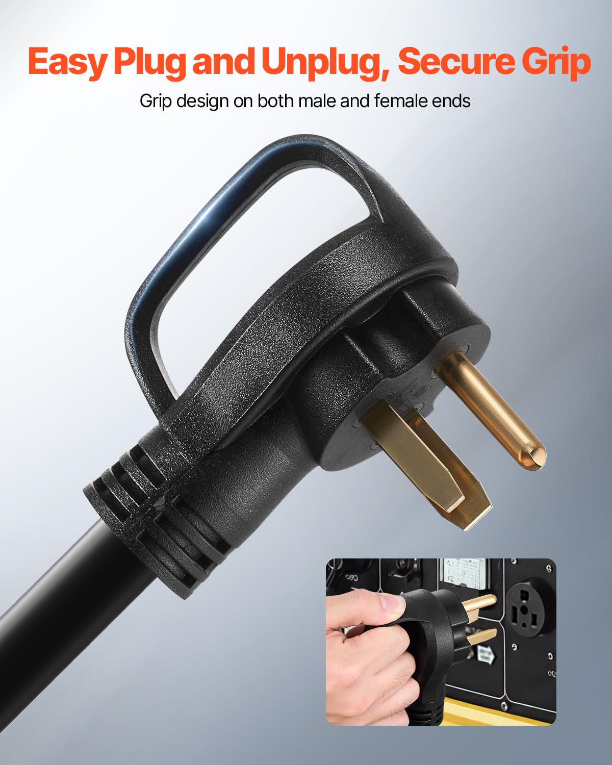 Foto 6 | Cable De Extensión Para Generador Vevor, 30 Amperios, 250 V, 7500 W, 15 M - Venta Internacional.