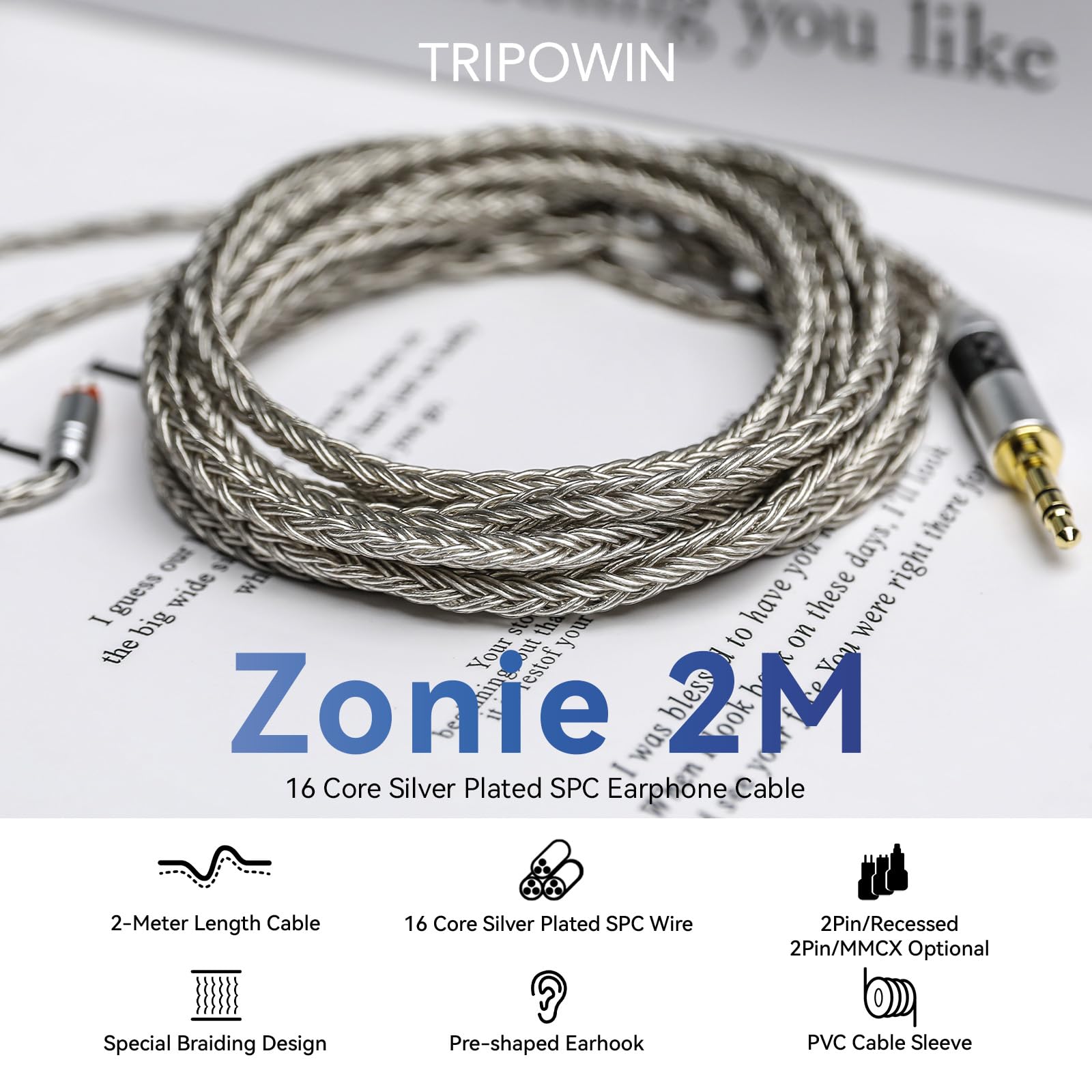 Foto 3 pulgar | Cable Iem Linsoul Tripowin Zonie De 2 M De Largo, 16 Núcleos, Chapado En Plata - Venta Internacional.