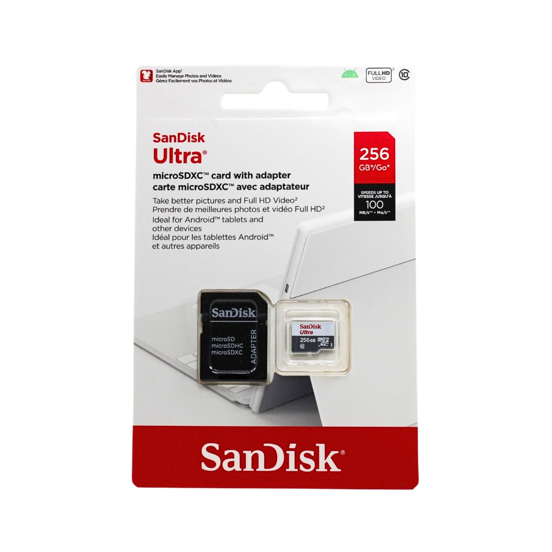 Tarjeta de Memoria Sandisk Micro Sd 256gb Uhs-i Class 10 con Adaptador - Venta Internacional