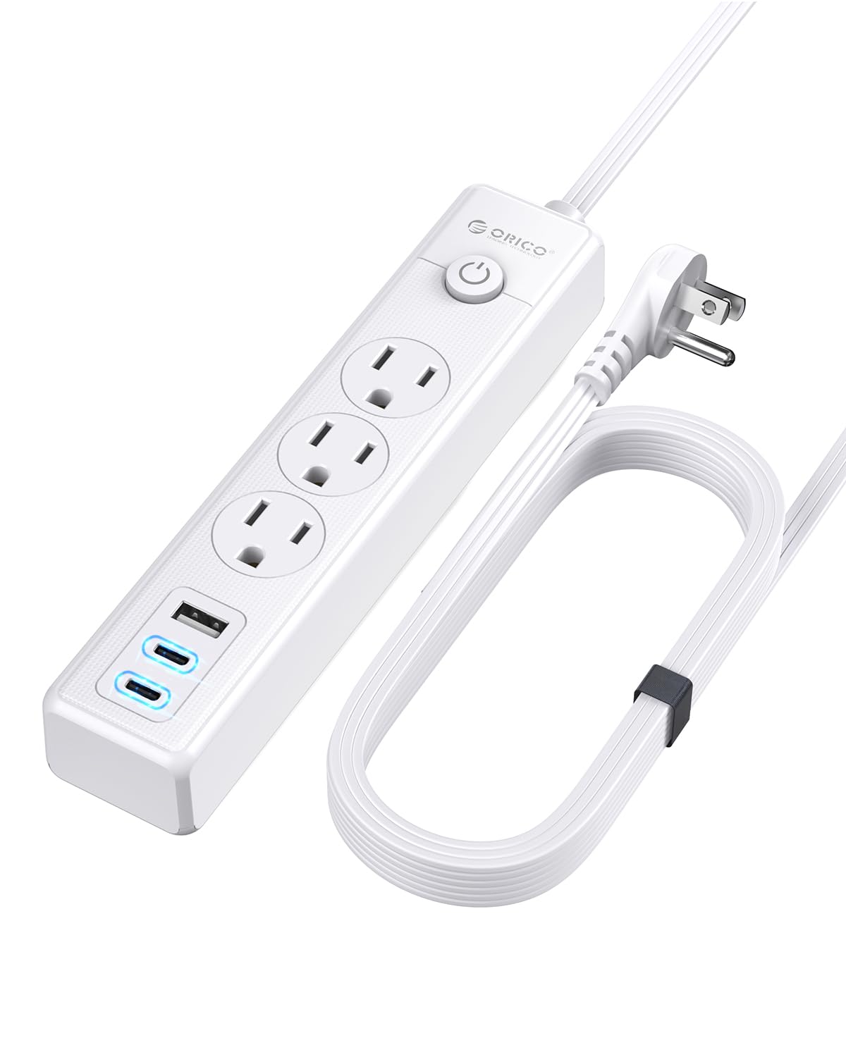 Cable De Extensión Plano Orico De 25 Pies Con 3 Salidas Y 3 Puertos Usb - Venta Internacional.
