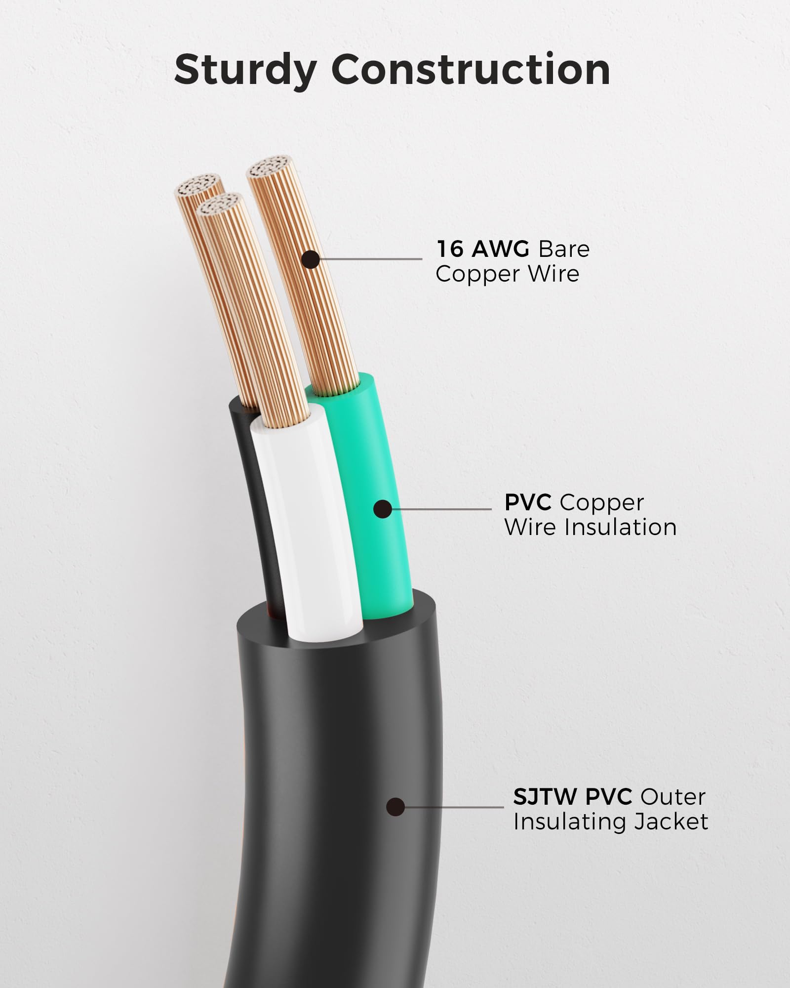 Foto 5 | [cable De Extensión De Alimentación] Cable Matters, Paquete De 2 Unidades, 16 Awg, 13 A, 3 Clavijas - Venta Internac