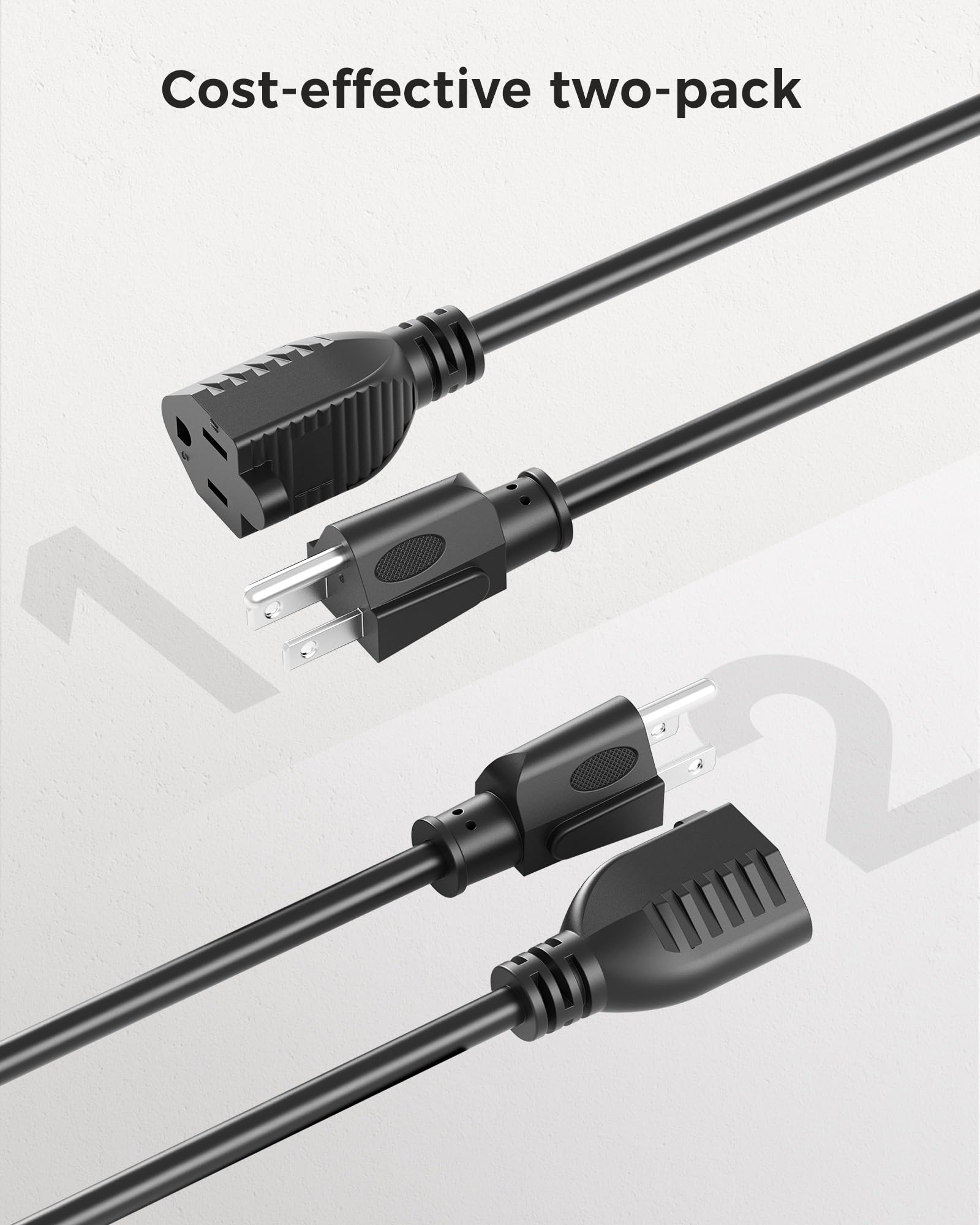 Foto 7 pulgar | [cable De Extensión De Alimentación] Cable Matters, Paquete De 2 Unidades, 16 Awg, 13 A, 3 Clavijas - Venta Internac