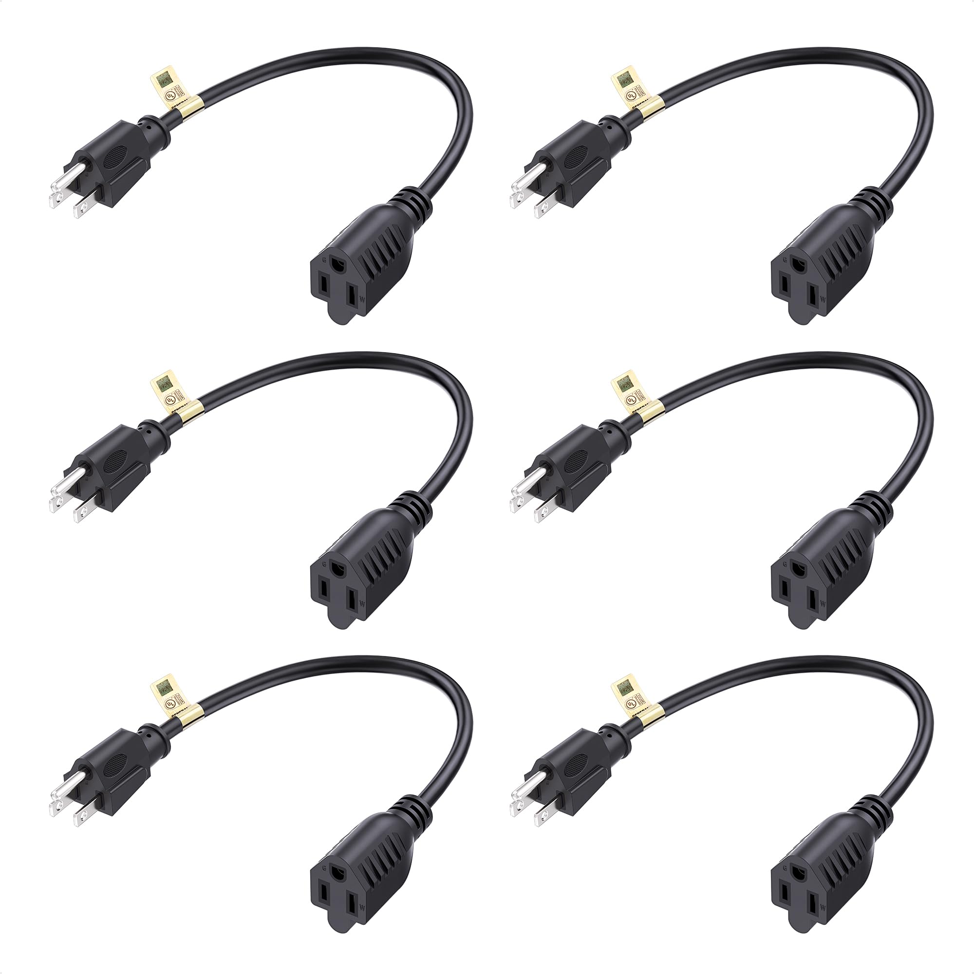 Foto 1 | [extensión De Cable De Alimentación] Cable Matters, Paquete De 6 Unidades, 16 Awg, 13 A, 30 Cm, Negro - Venta Inte