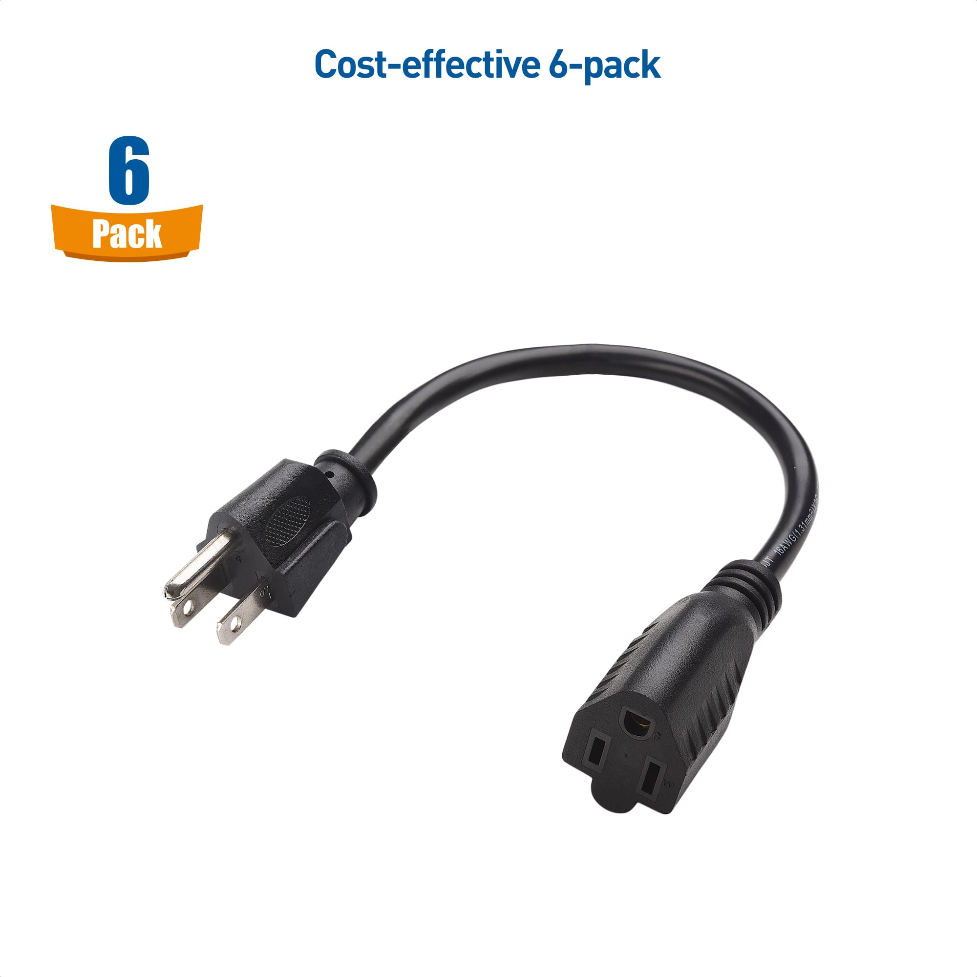 Foto 3 pulgar | [extensión De Cable De Alimentación] Cable Matters, Paquete De 6 Unidades, 16 Awg, 13 A, 30 Cm, Negro - Venta Inte