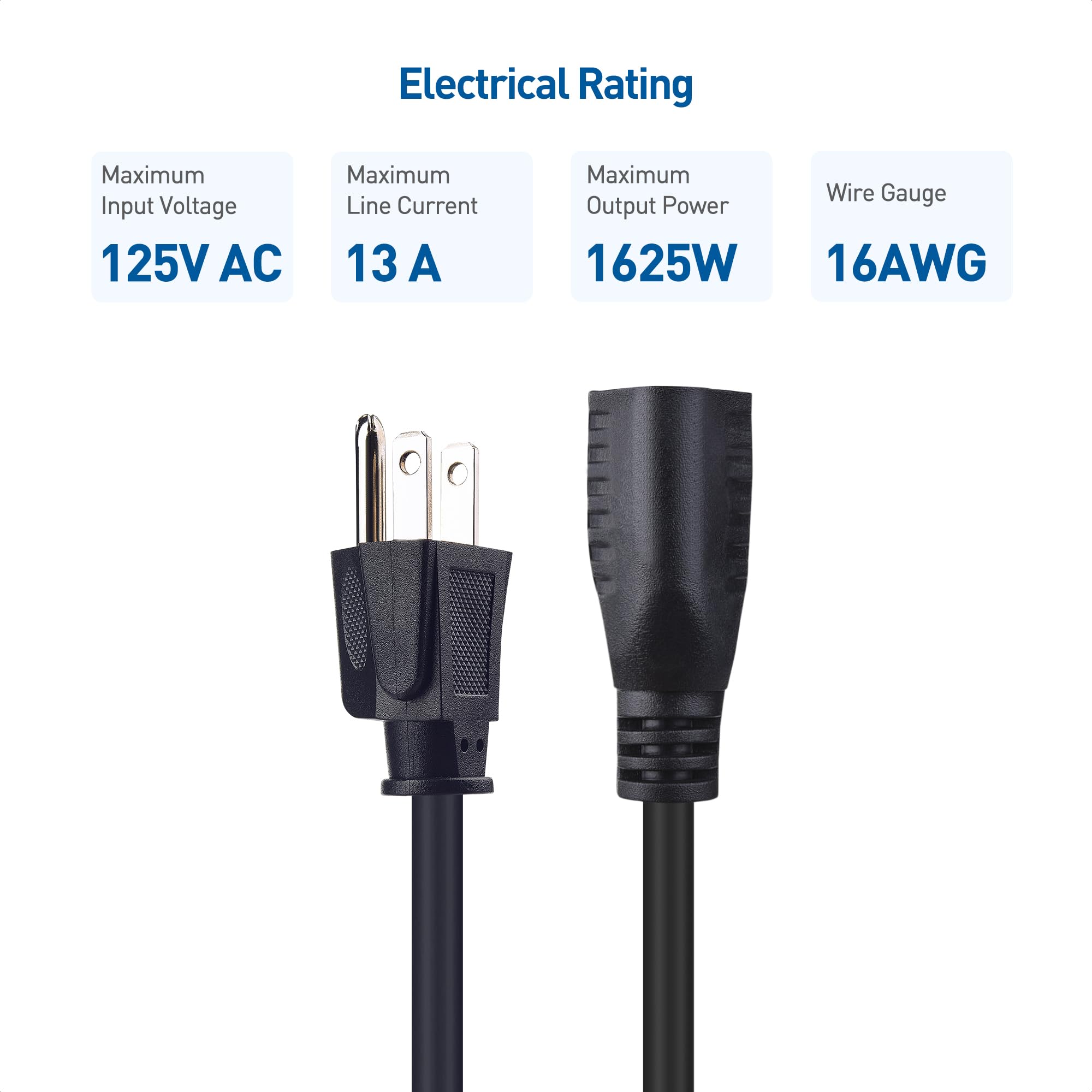 Foto 5 pulgar | [extensión De Cable De Alimentación] Cable Matters, Paquete De 6 Unidades, 16 Awg, 13 A, 30 Cm, Negro - Venta Inte