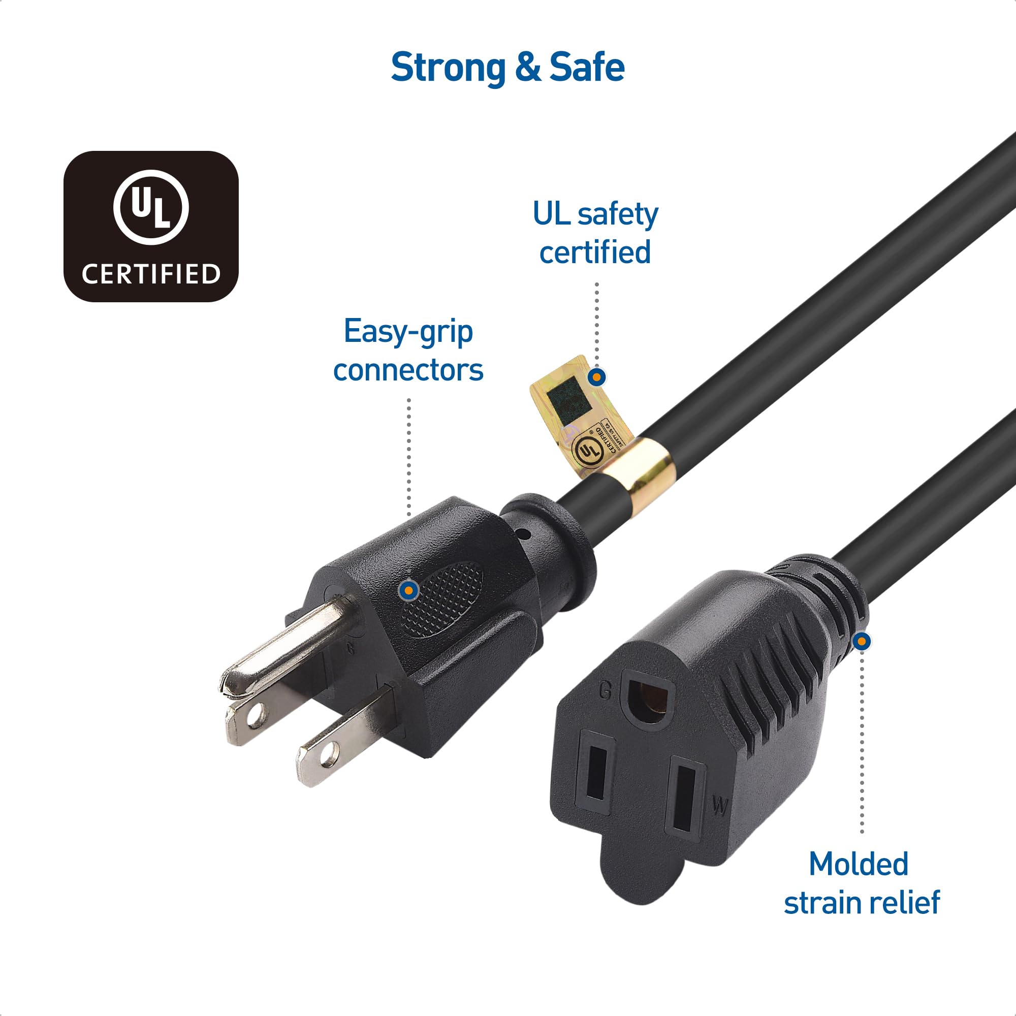 Foto 6 | [extensión De Cable De Alimentación] Cable Matters, Paquete De 6 Unidades, 16 Awg, 13 A, 30 Cm, Negro - Venta Inte