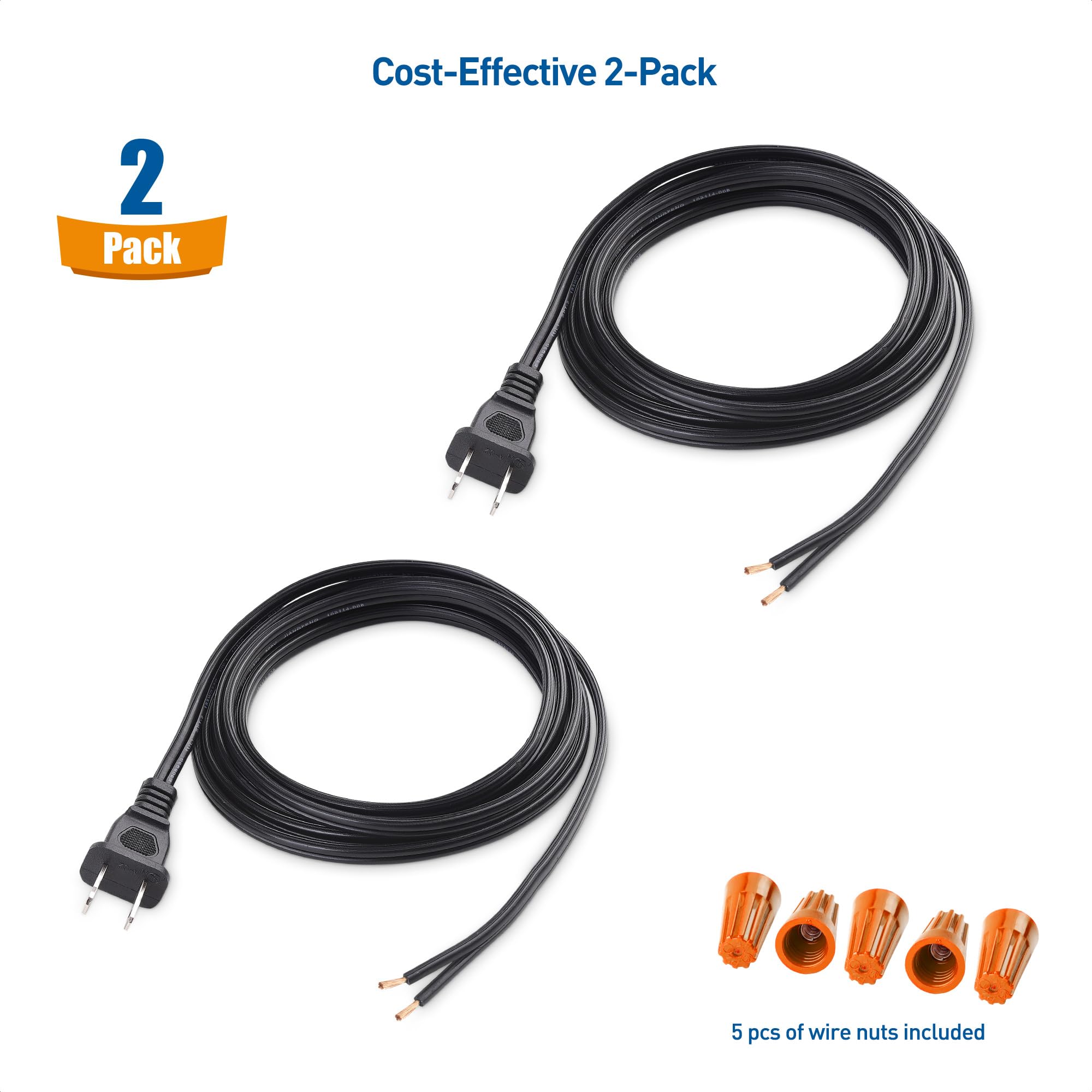 Foto 3 pulgar | Cable Matters De Repuesto, Paquete De 2 Unidades, Polarizado, 18 Awg, 2 Clavijas - Venta Internacional.