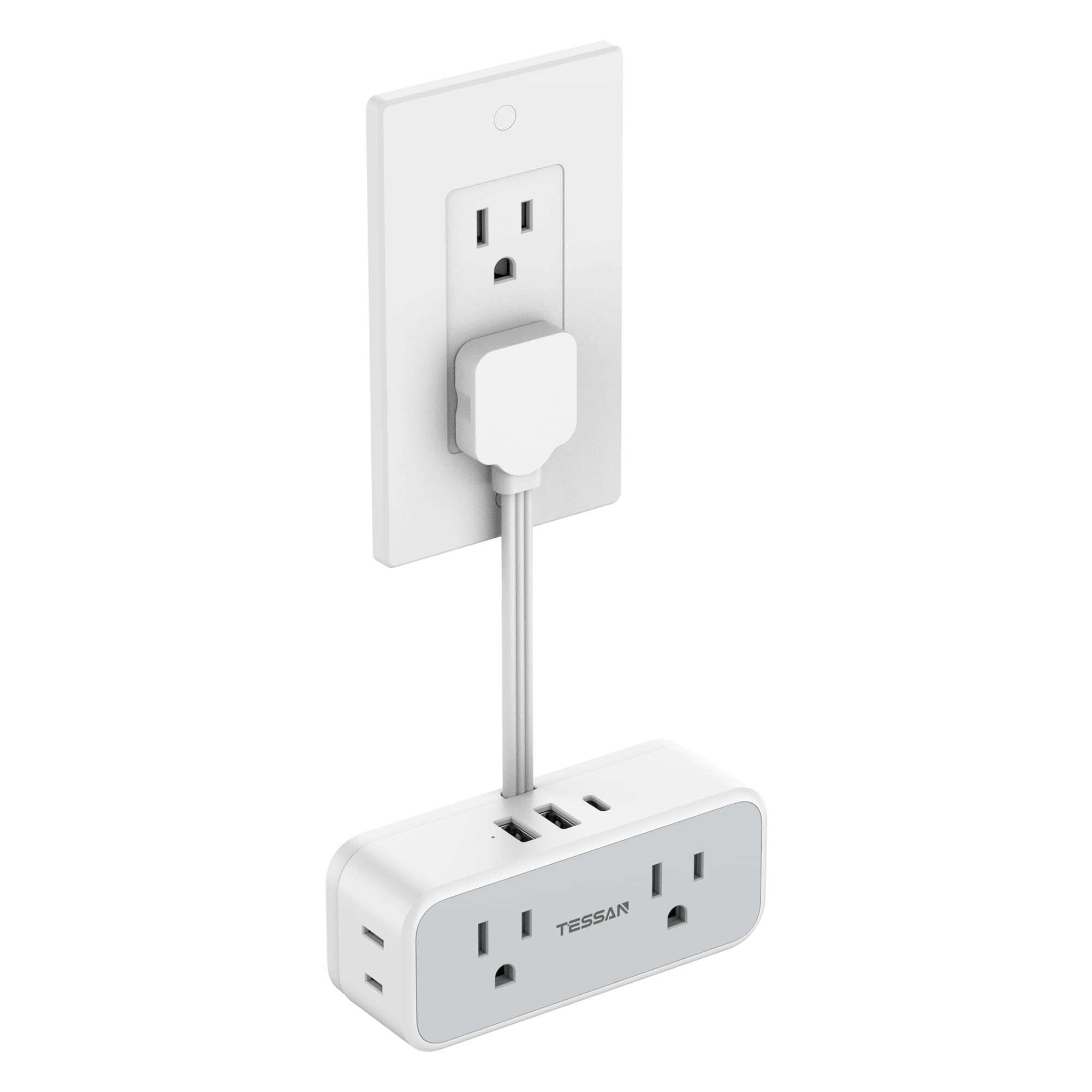 Foto 1 | Cable De Extensión Tessan Slim Flat Power Strip 4 Ac 3 Puertos Usb - Venta Internacional.