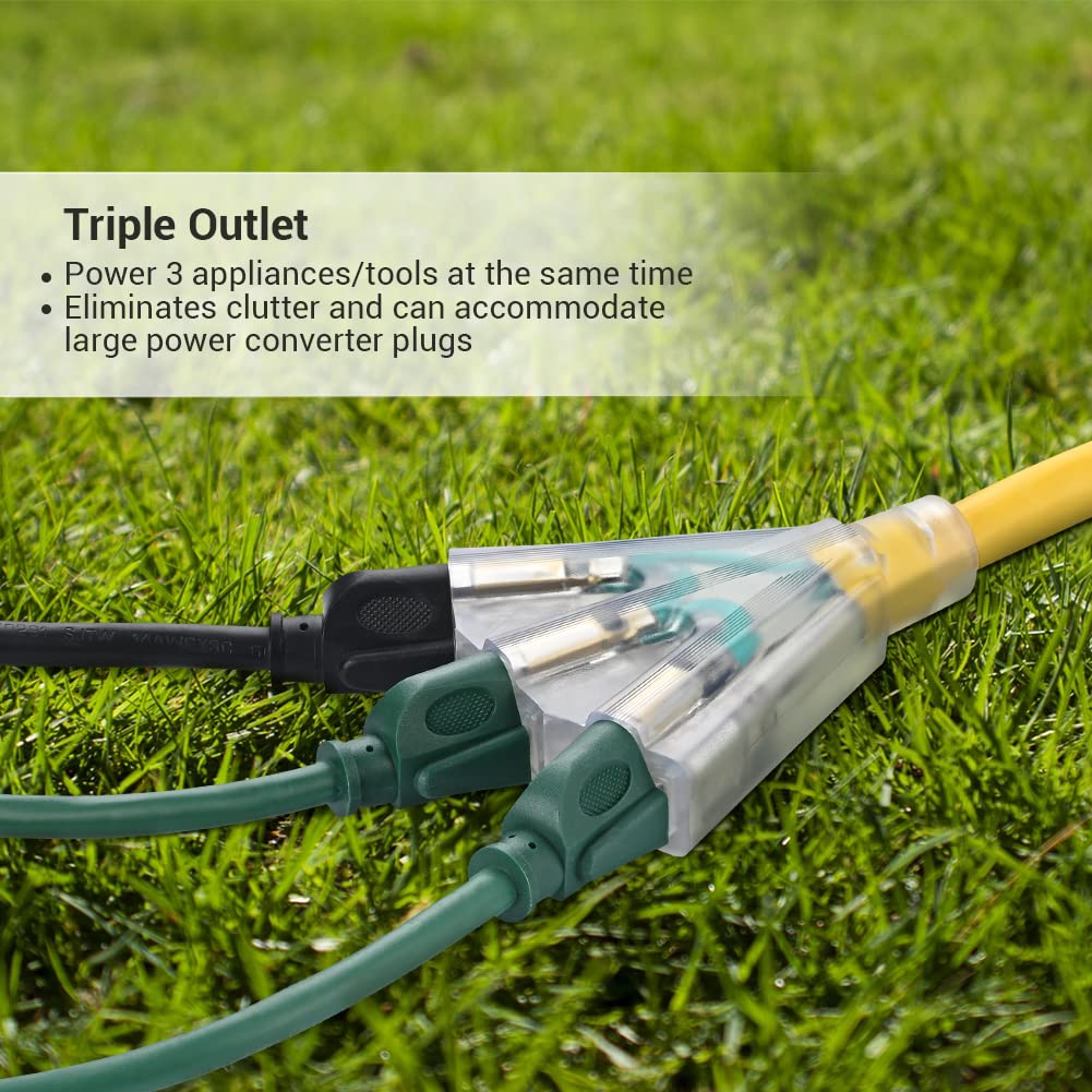 Foto 4 pulgar | Cable De Extensión Dewenwils De 25 Pies, Calibre 14/3, Para Exteriores Con Triple Grifo - Venta Internacional.