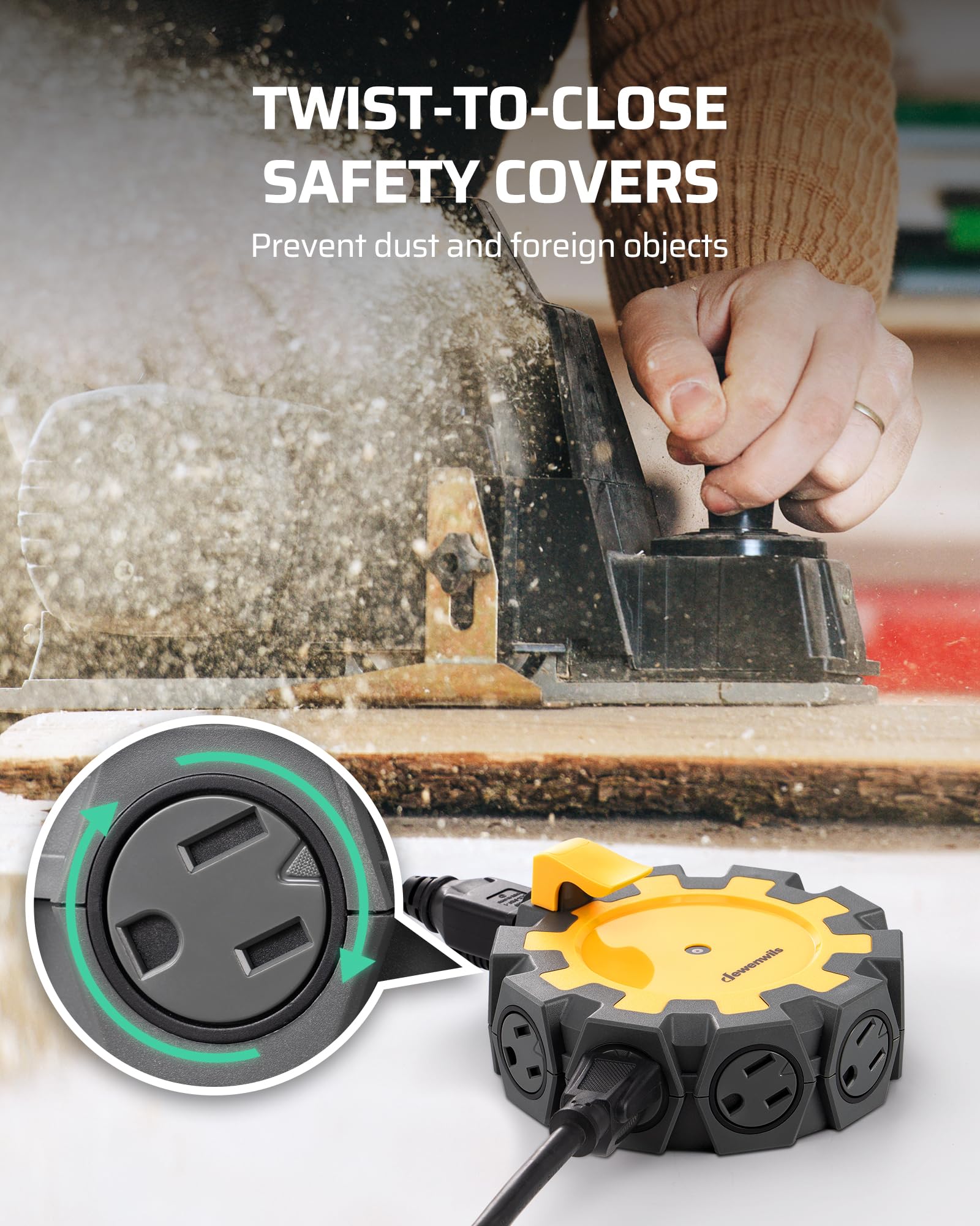 Foto 5 pulgar | Power Hub Dewenwils Heavy Duty De 8 Enchufes Con Disyuntor - Venta Internacional.